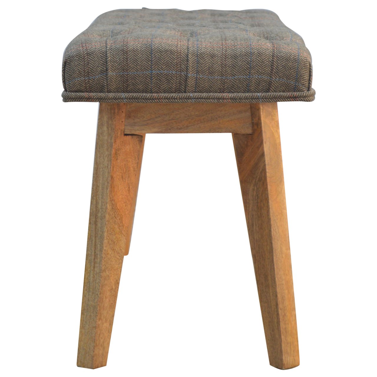 Solid Wood Bench Upholstered in Multi Tweed