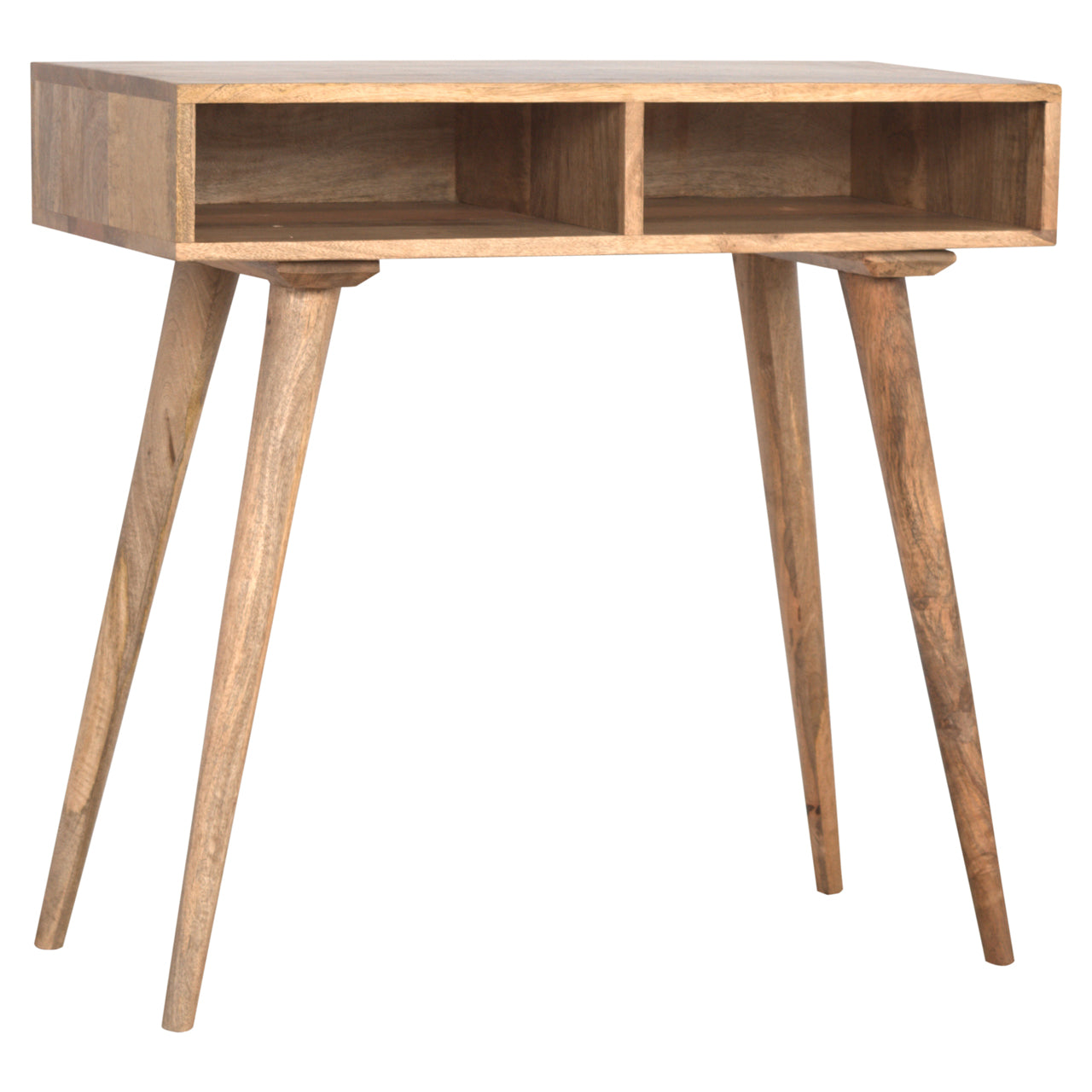 Solid Wood Nordic Style Writing Desk With 2 Open Slots