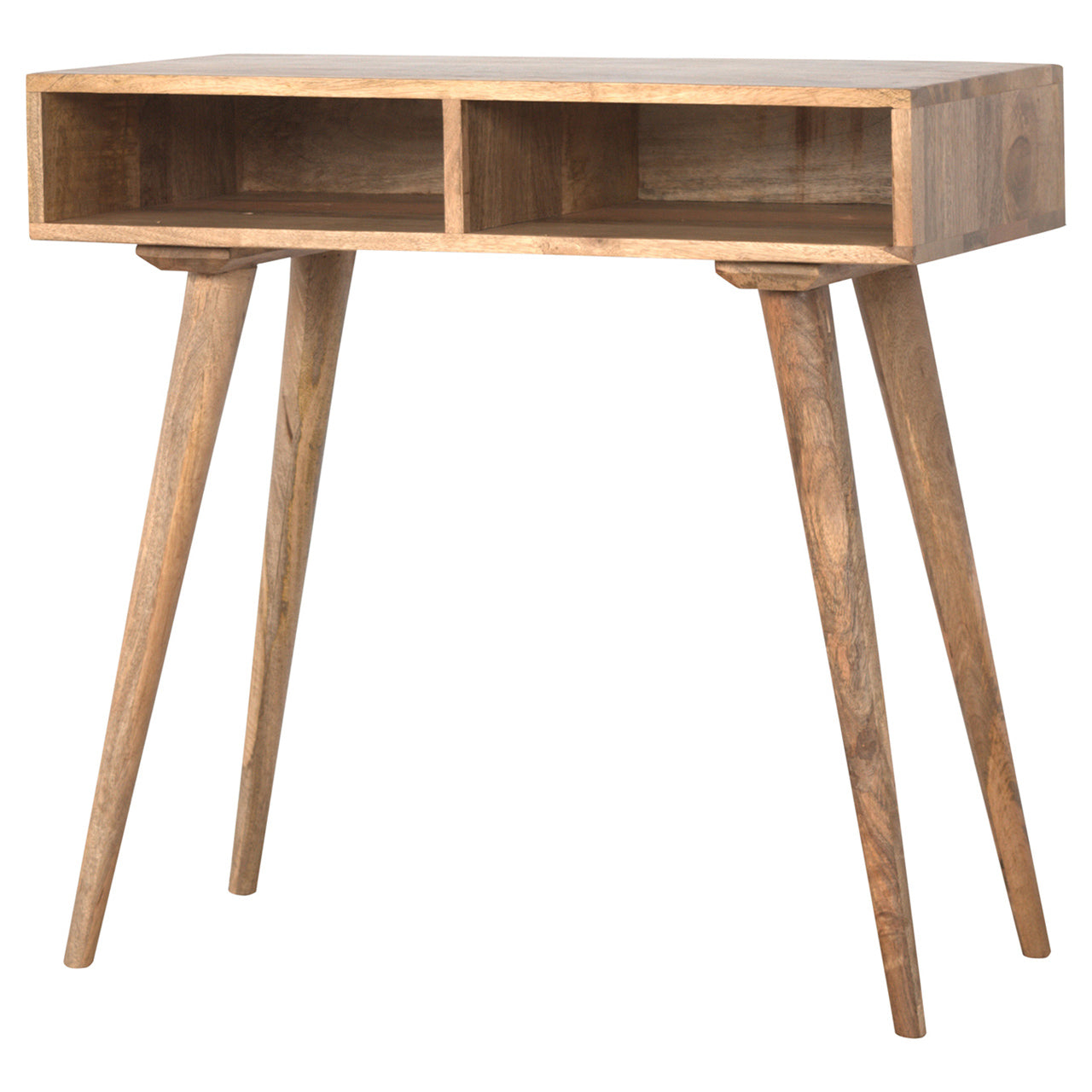 Solid Wood Nordic Style Writing Desk With 2 Open Slots