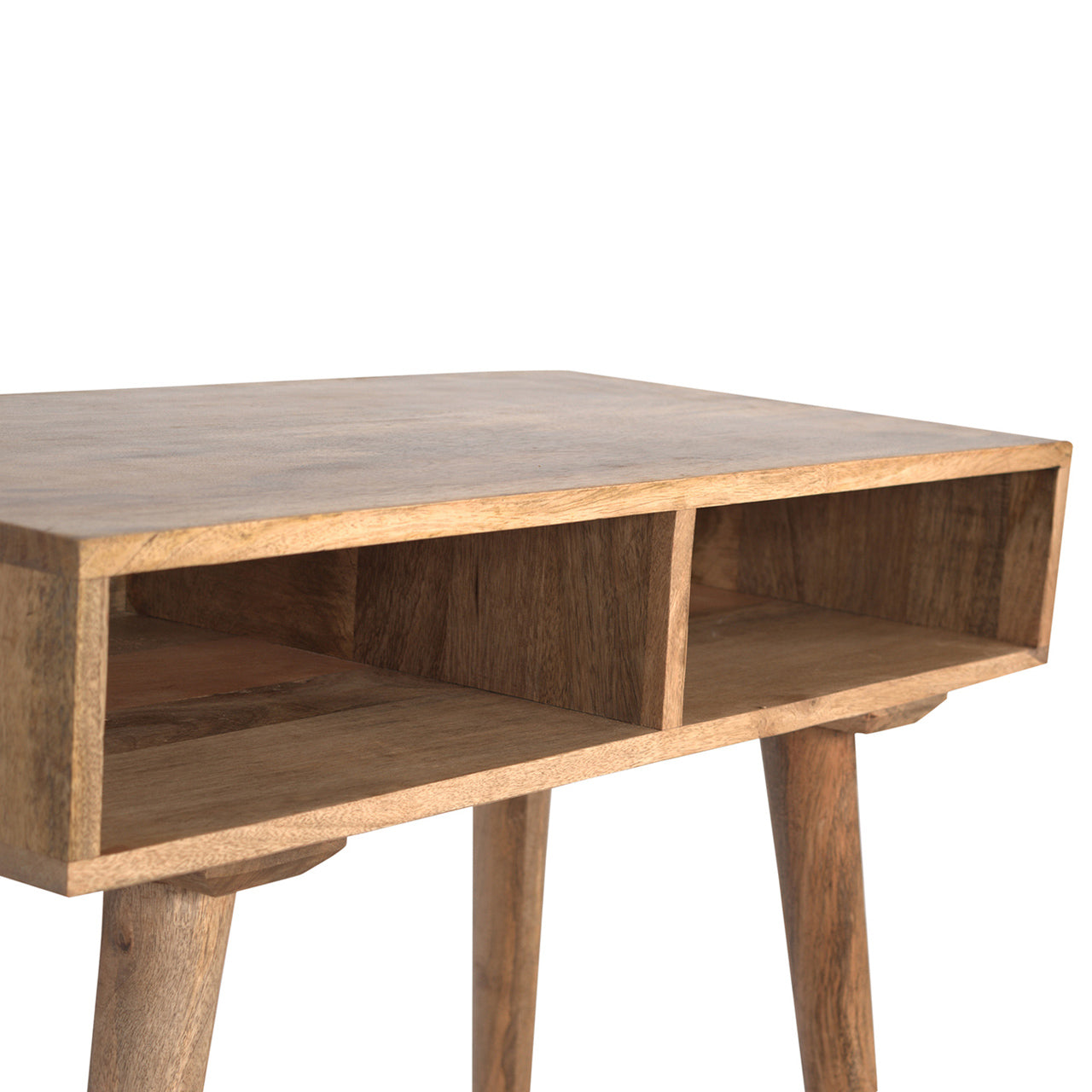 Solid Wood Nordic Style Writing Desk With 2 Open Slots