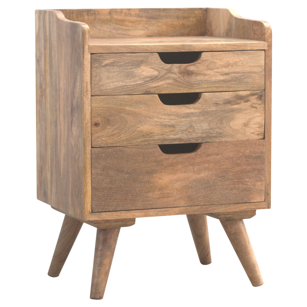 Solid Wood Bedside Table with 3 Drawers