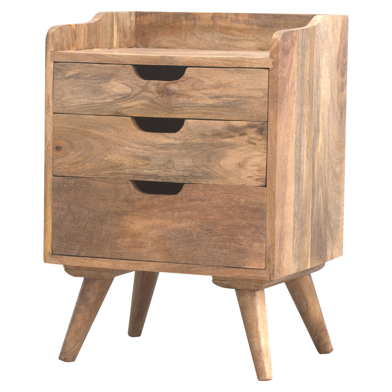 Solid Wood Bedside Table with 3 Drawers