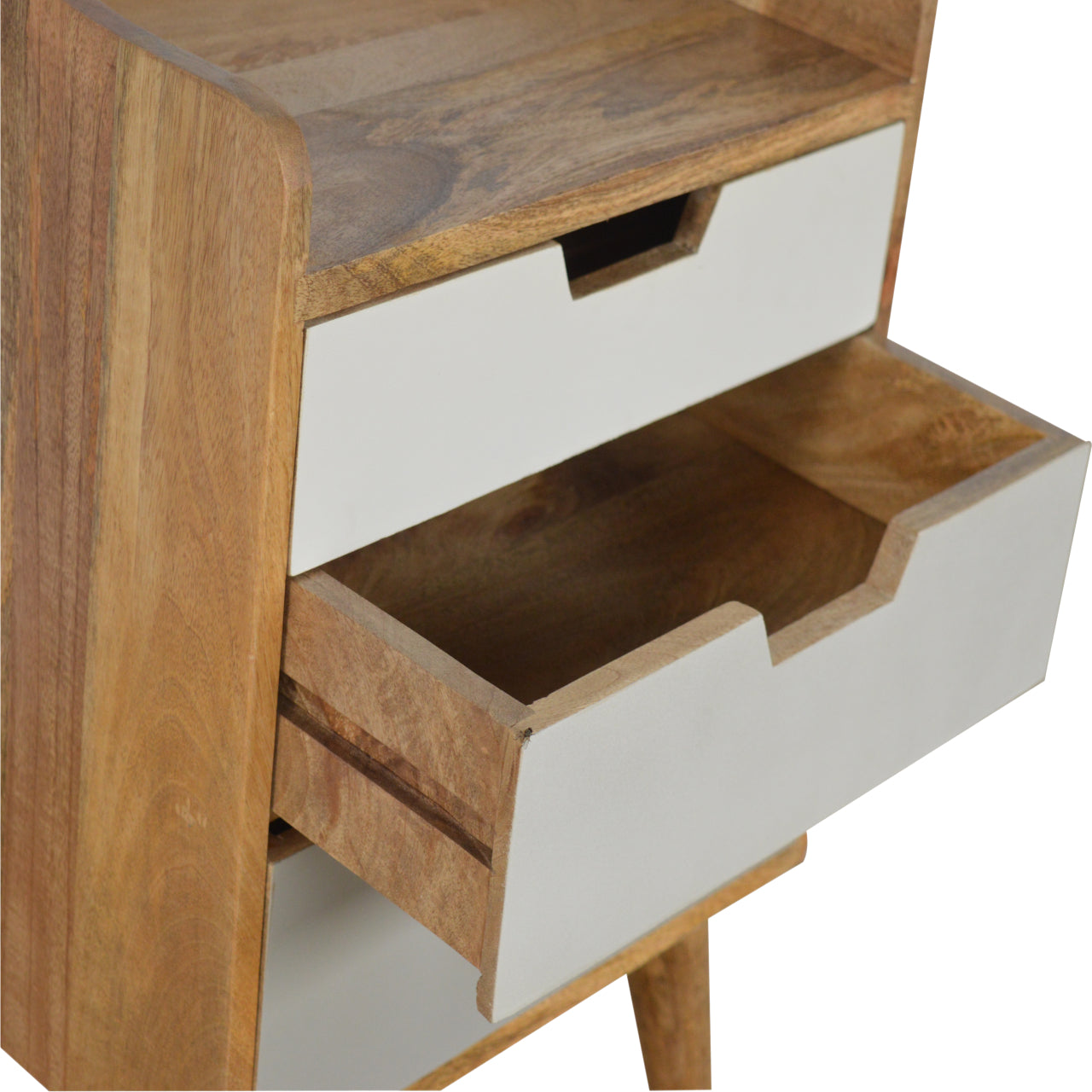 Solid Wood 3 Drawer Grey & White Painted Bedside
