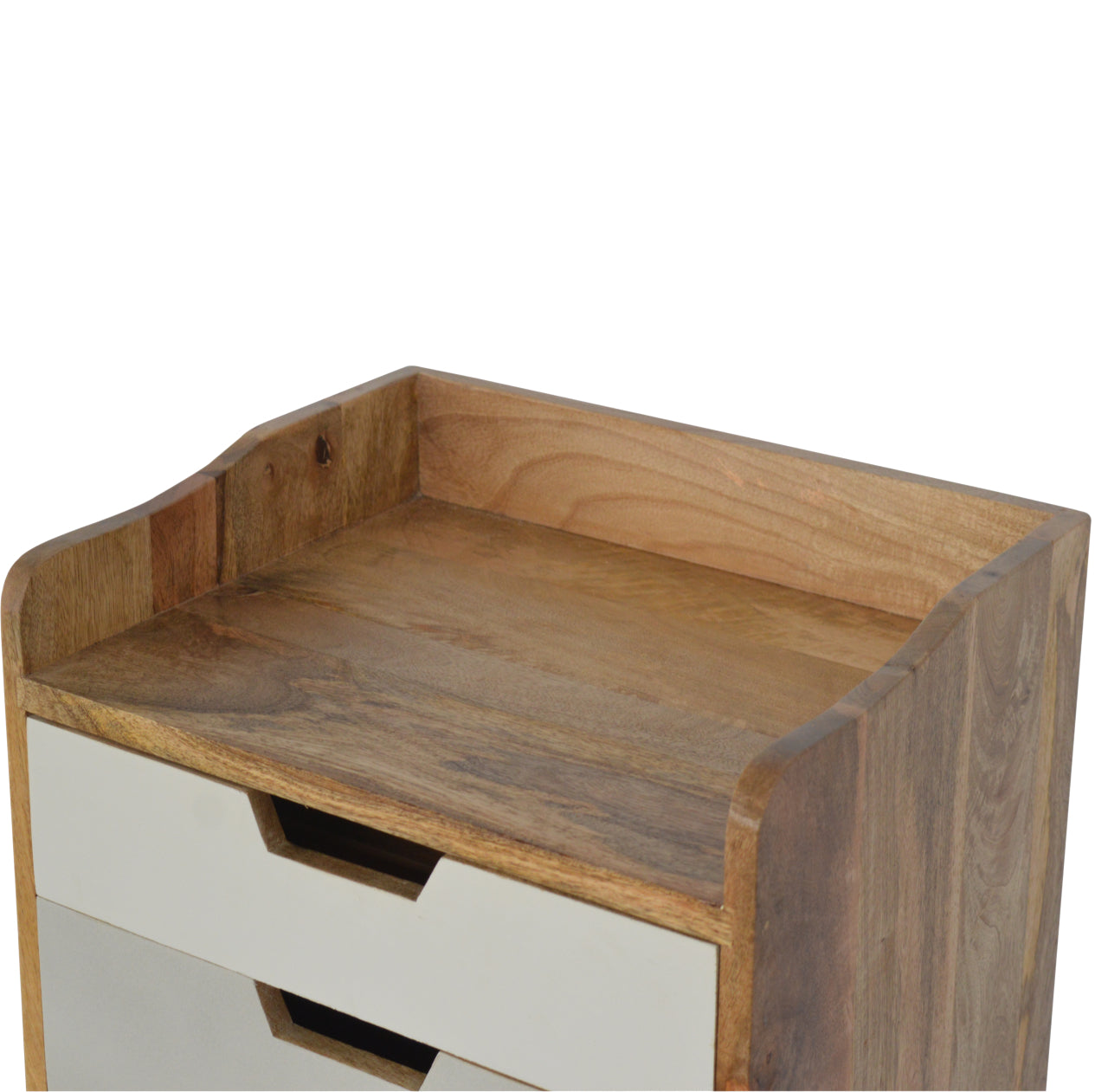 Solid Wood 3 Drawer Grey & White Painted Bedside