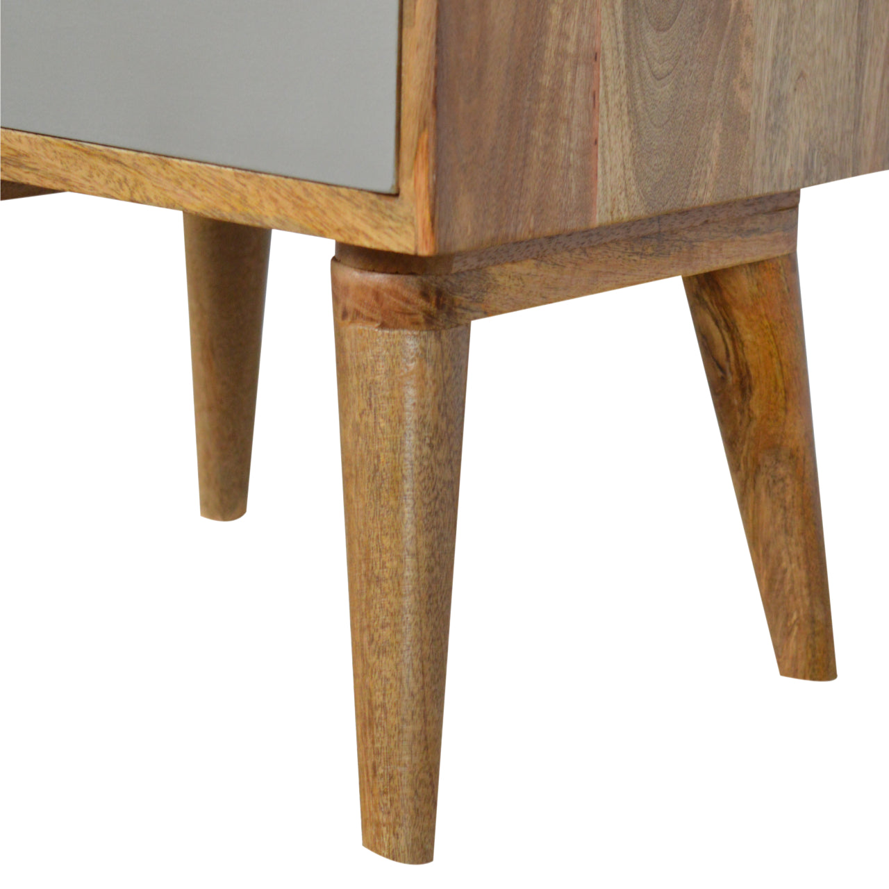 Solid Wood 3 Drawer Grey & White Painted Bedside