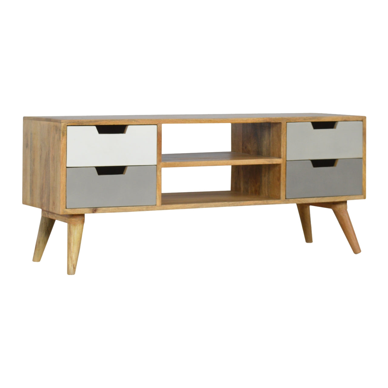 Solid Wood 4 Grey Hand painted Drawer TV Stand