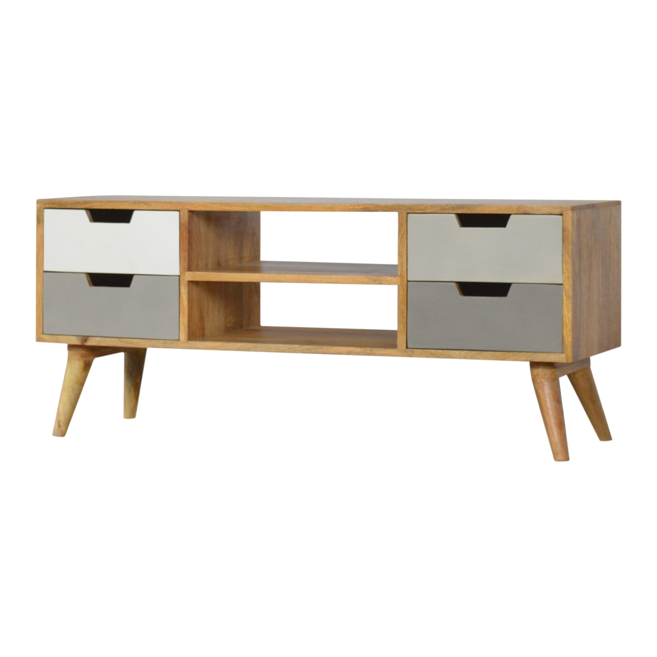 Solid Wood 4 Grey Hand painted Drawer TV Stand
