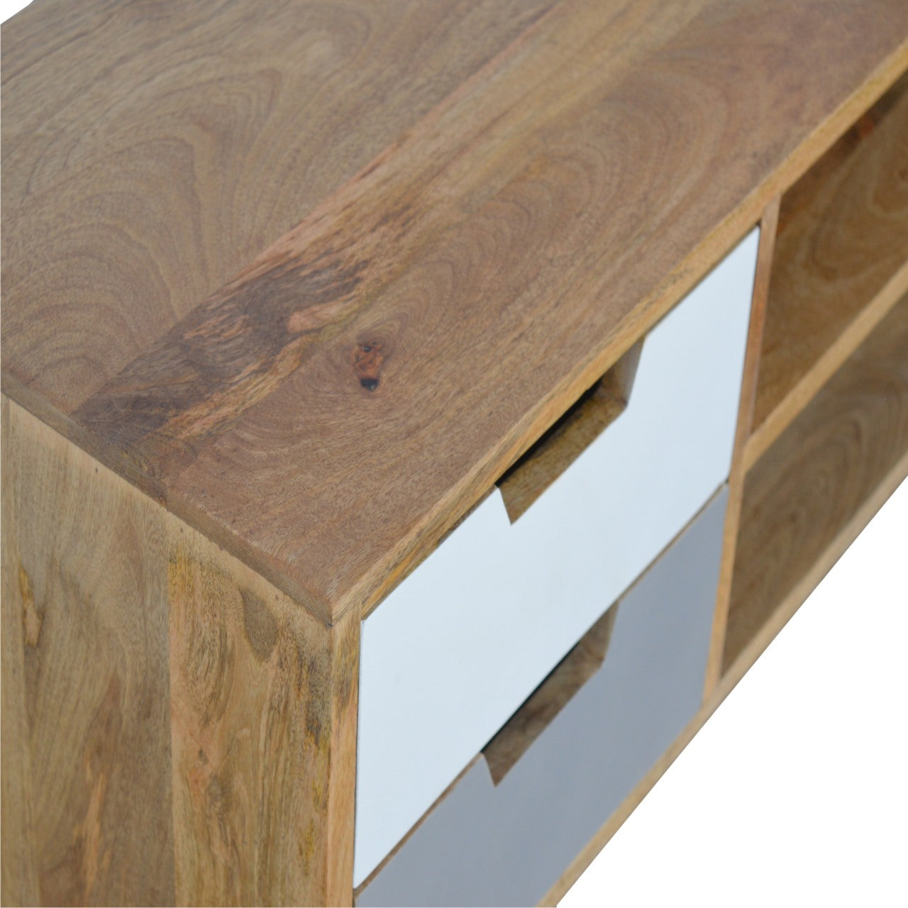 Solid Wood 4 Grey Hand painted Drawer TV Stand