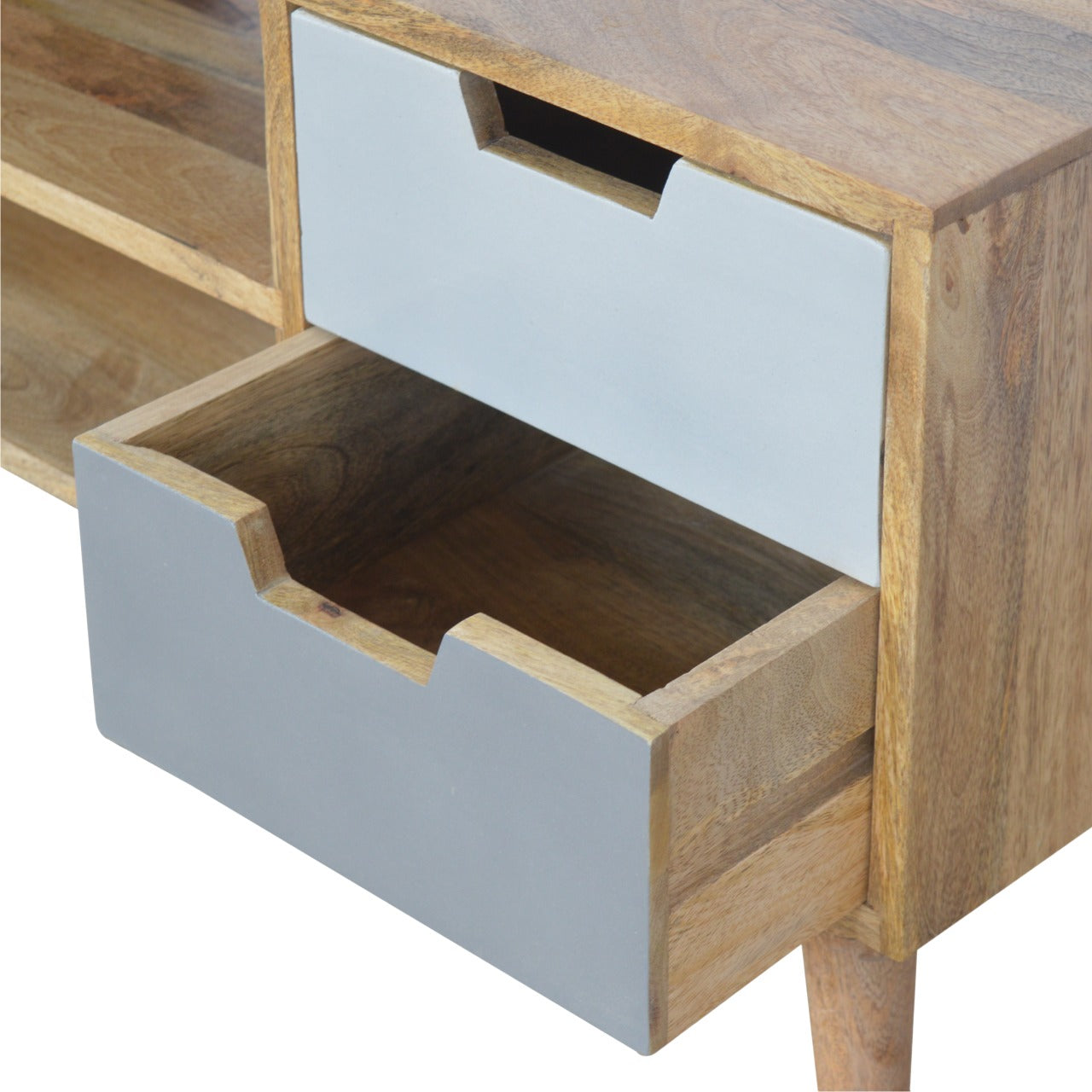 Solid Wood 4 Grey Hand painted Drawer TV Stand