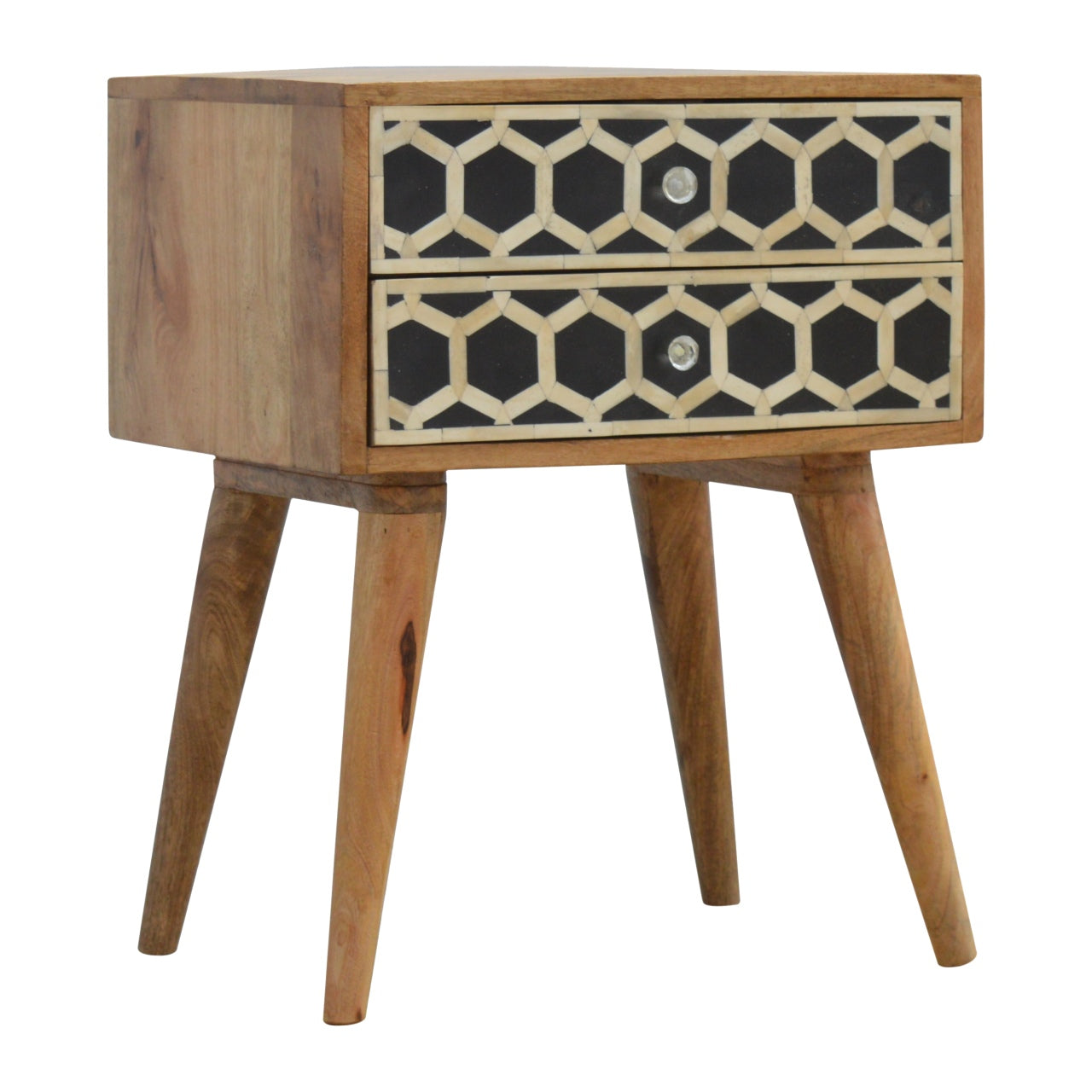 Solid Wood Bone Inlay Bedside with 2 Drawers