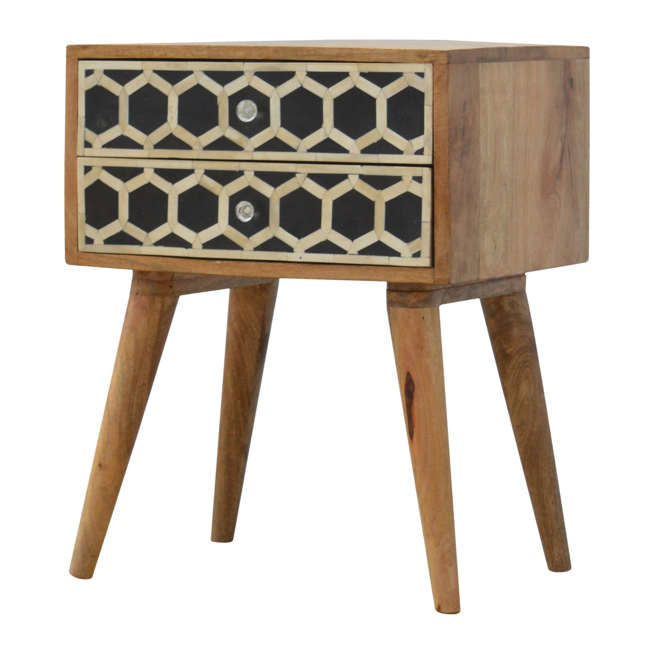 Solid Wood Bone Inlay Bedside with 2 Drawers