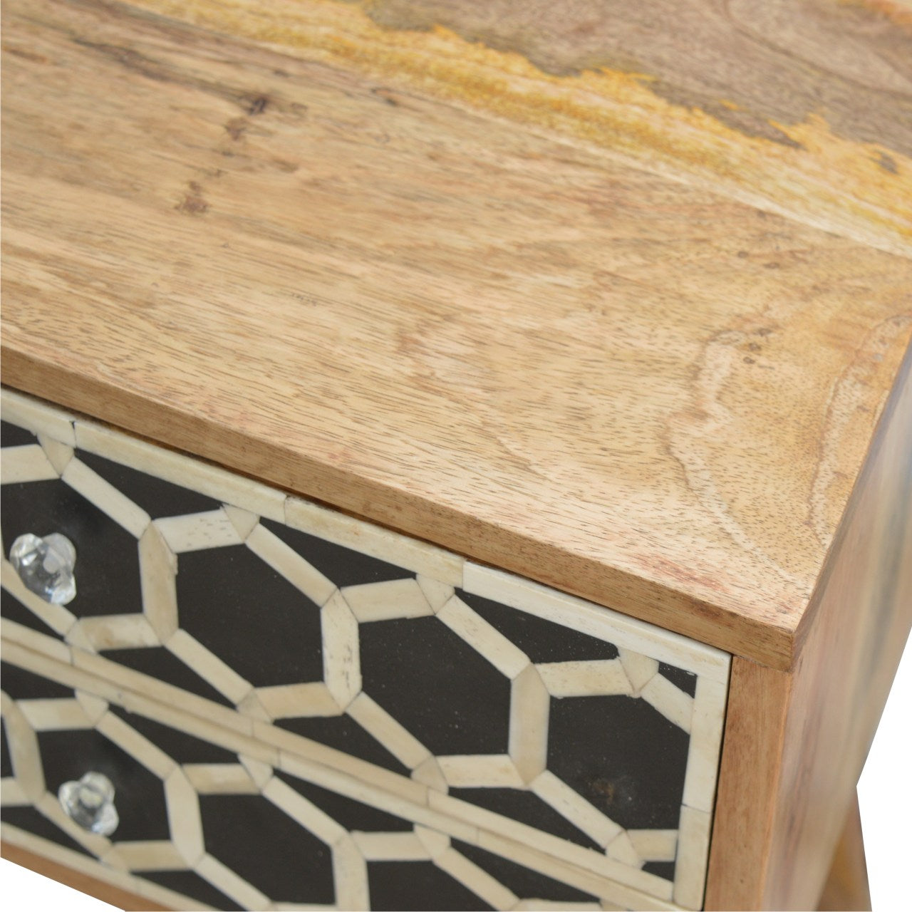 Solid Wood Bone Inlay Bedside with 2 Drawers