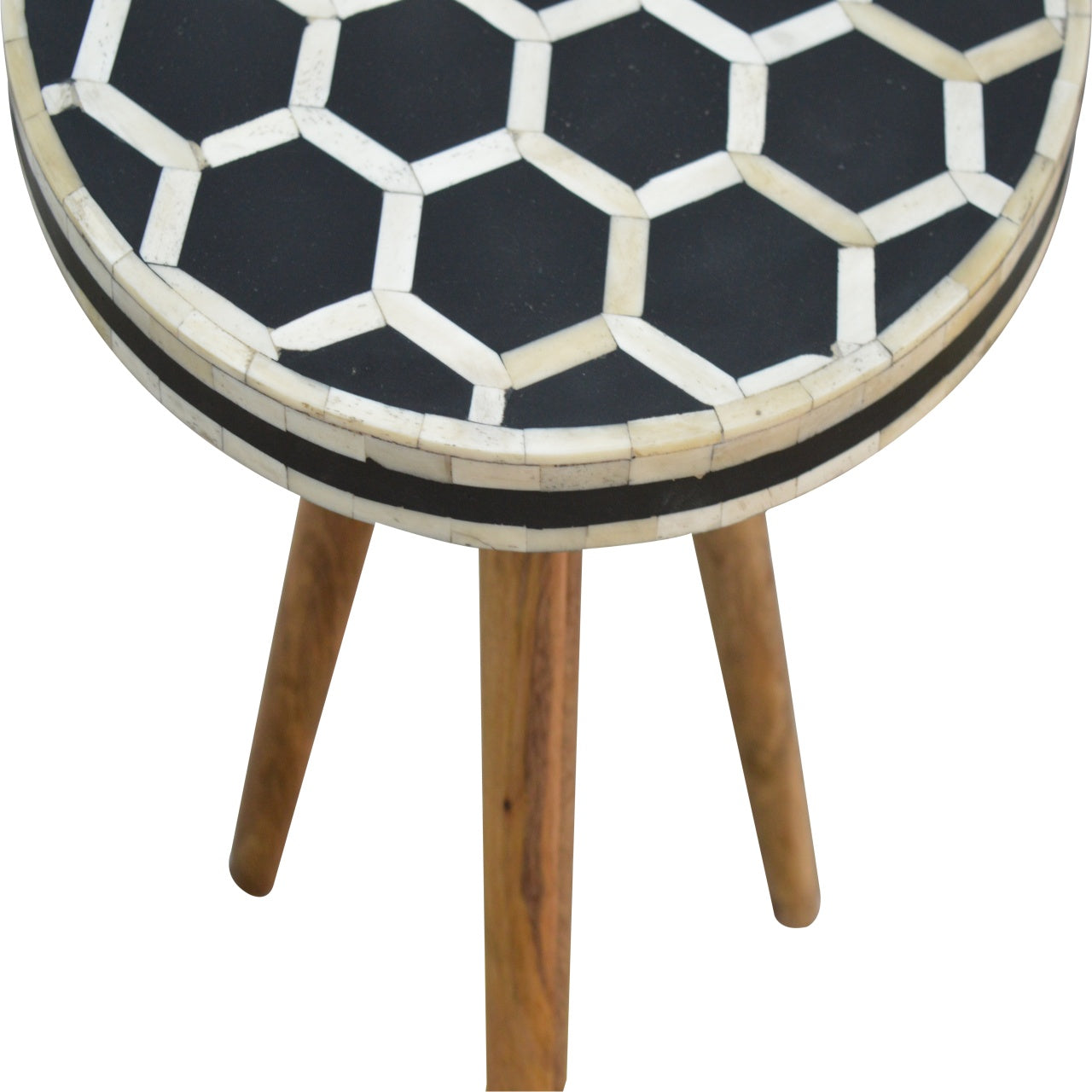 Solid Wood Bone Inlay Tripod Stool