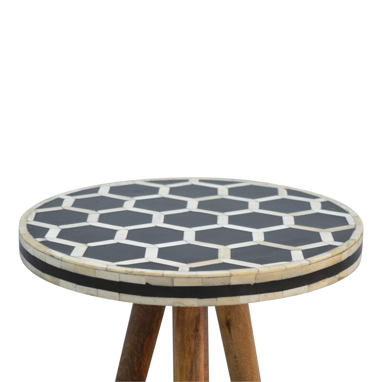 Solid Wood Bone Inlay Tripod Stool