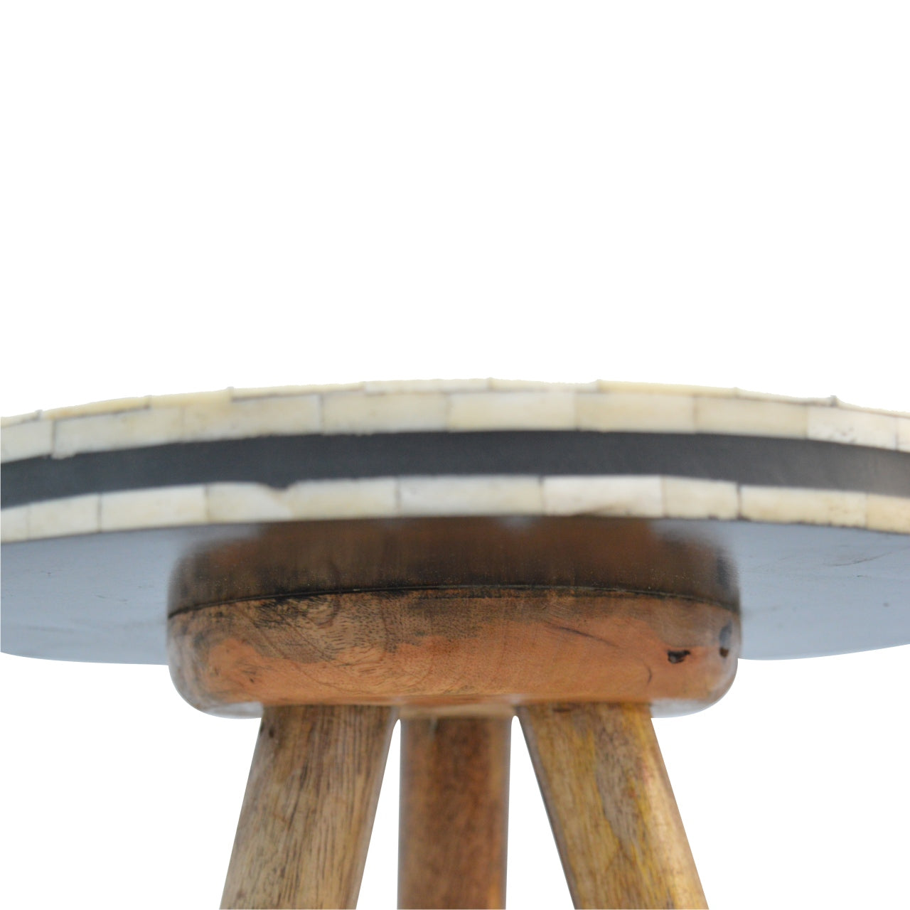 Solid Wood Bone Inlay Tripod Stool