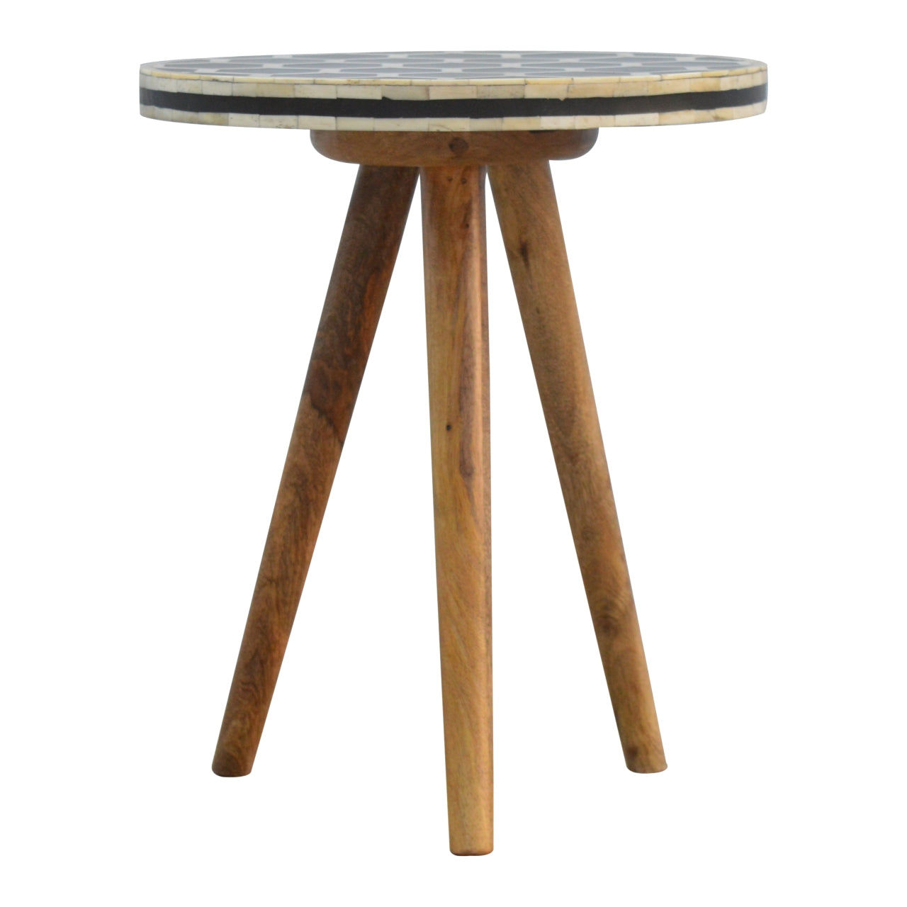 Solid Wood Bone Inlay Tripod Stool