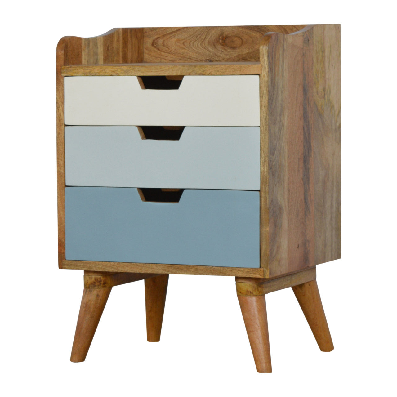 Solid Wood Blue and White Gradient Bedside