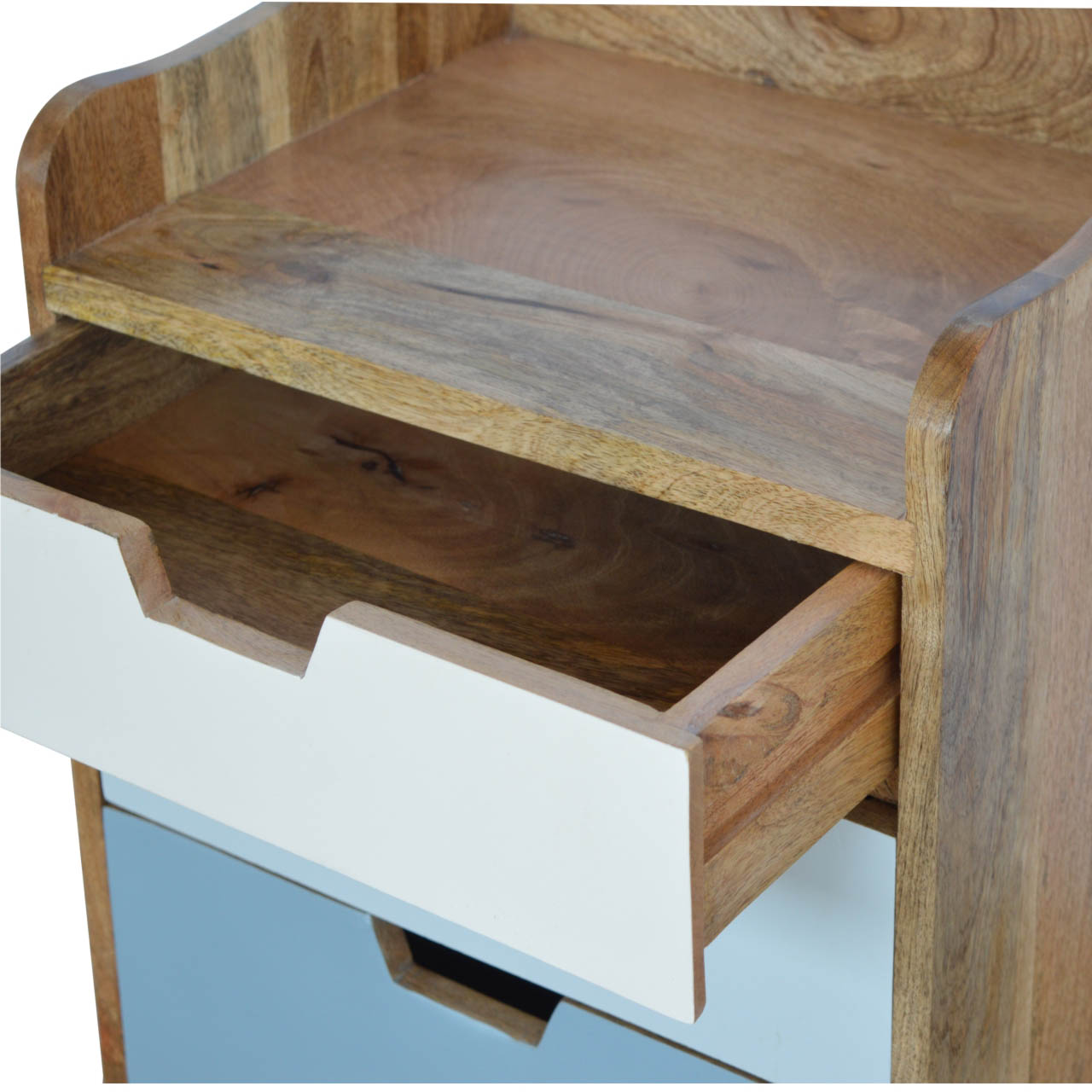 Solid Wood Blue and White Gradient Bedside