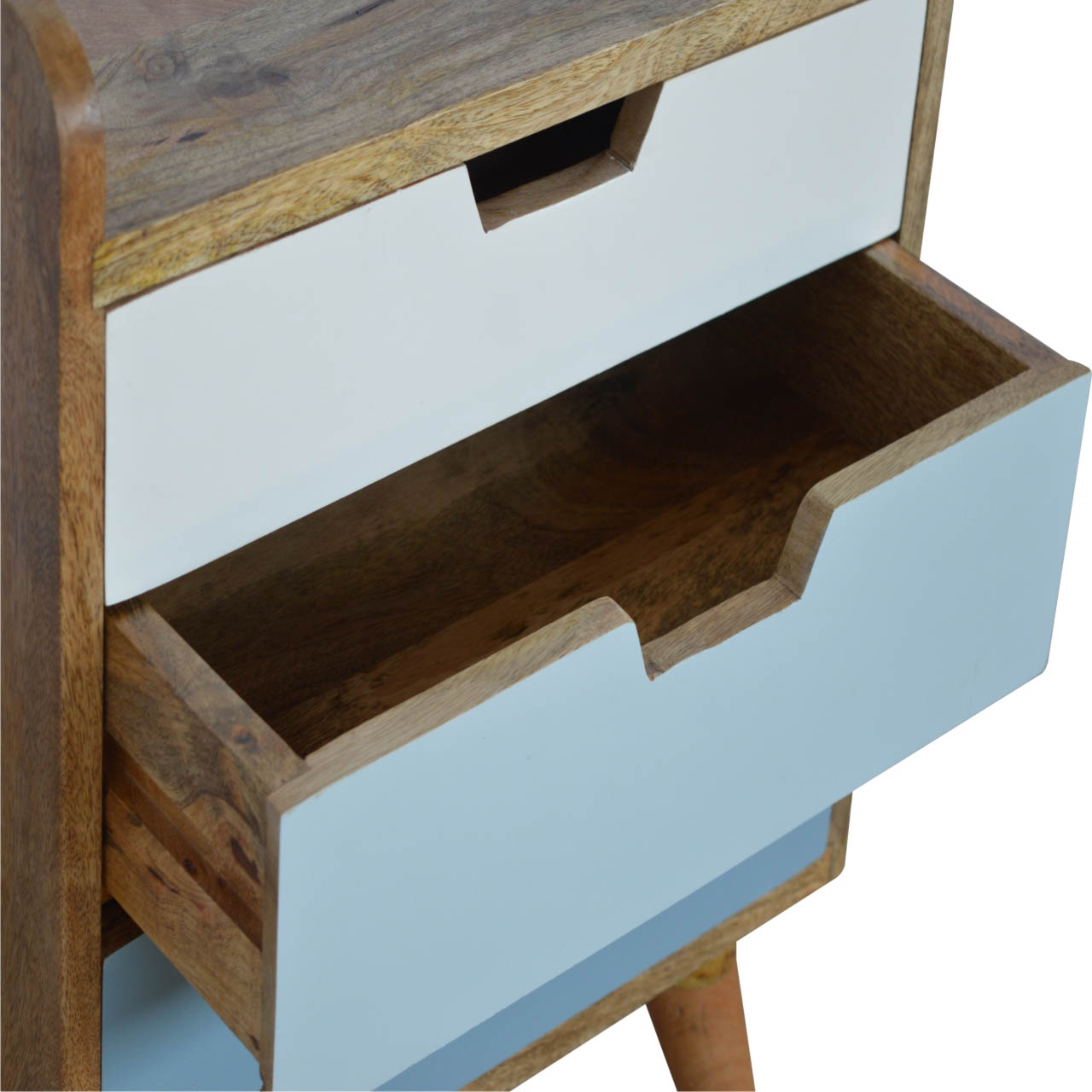 Solid Wood Blue and White Gradient Bedside