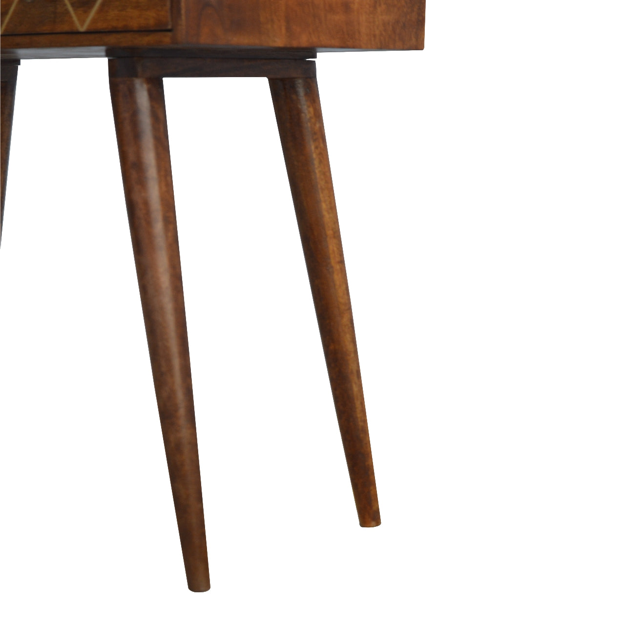 Solid Wood Geometric Brass Inlay Console Table