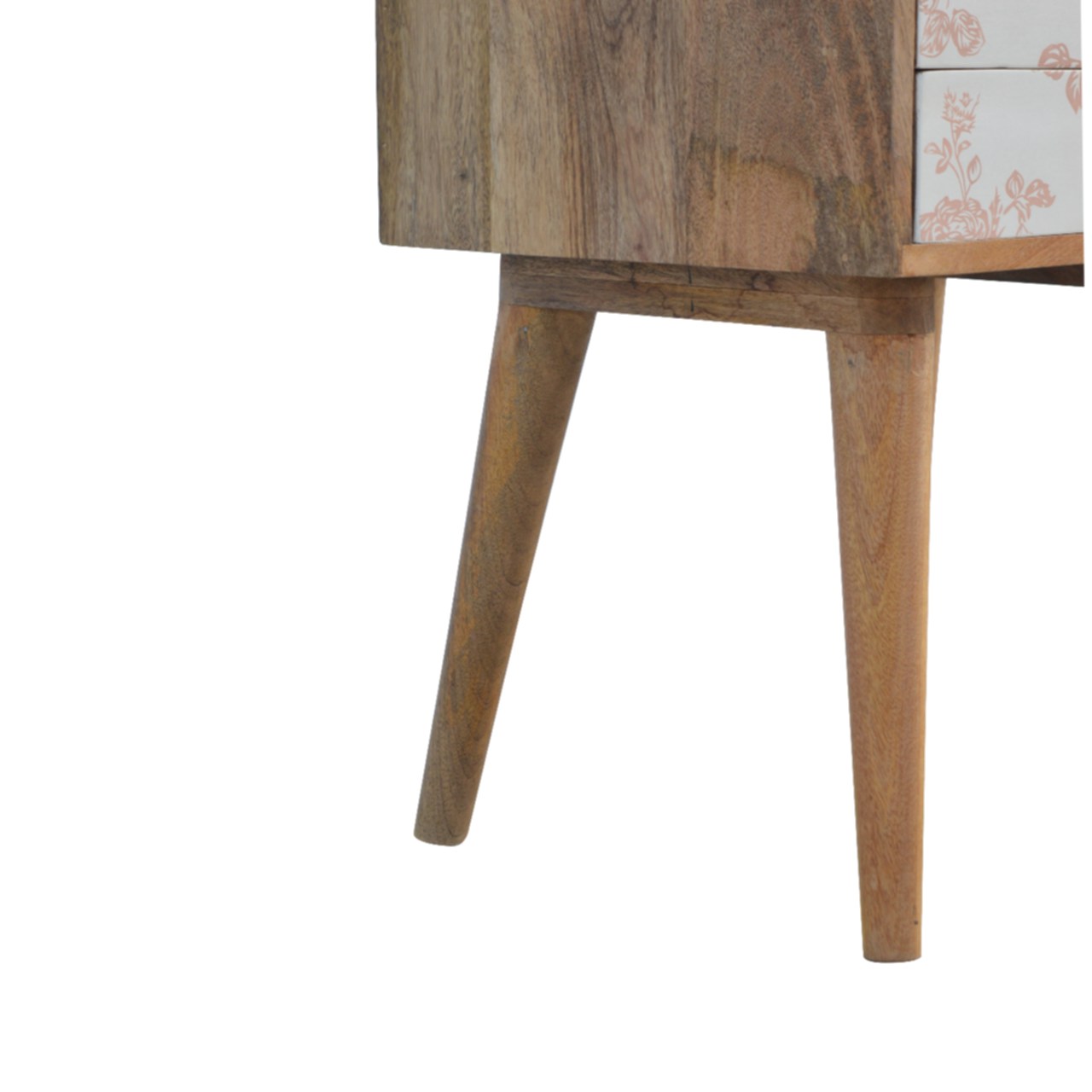 Solid Wood 2 Drawer Bedside | Pink Floral Design