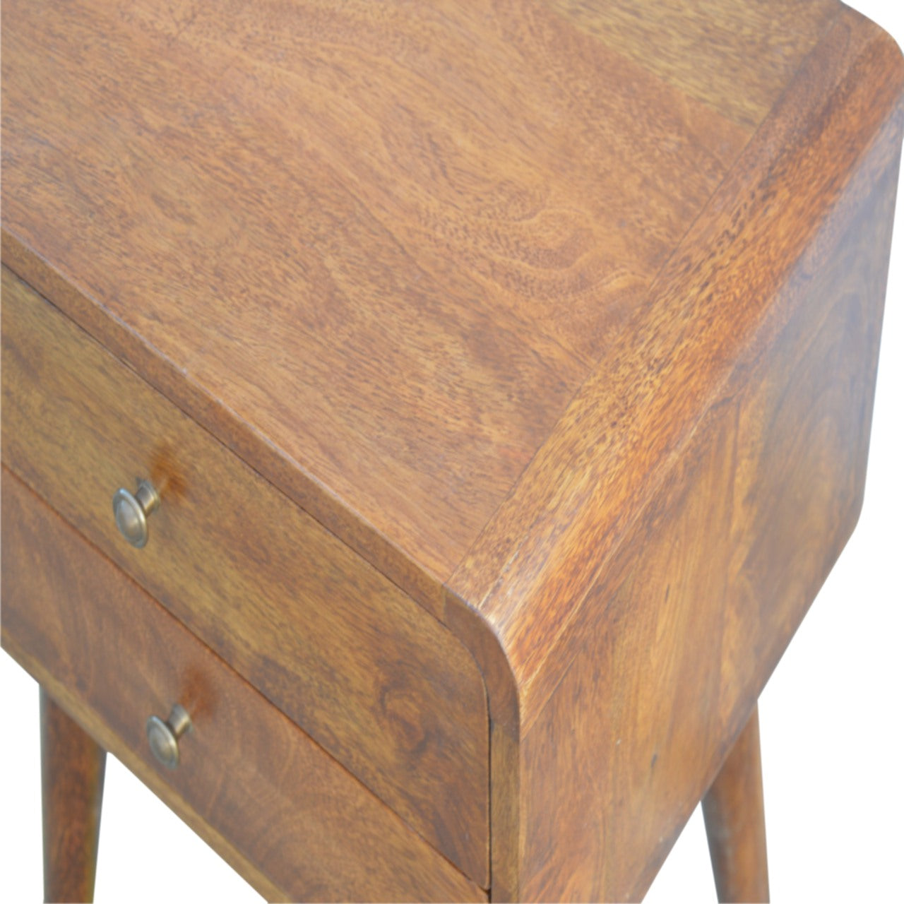 Solid Wood 2 Drawer Chestnut Bedside Table