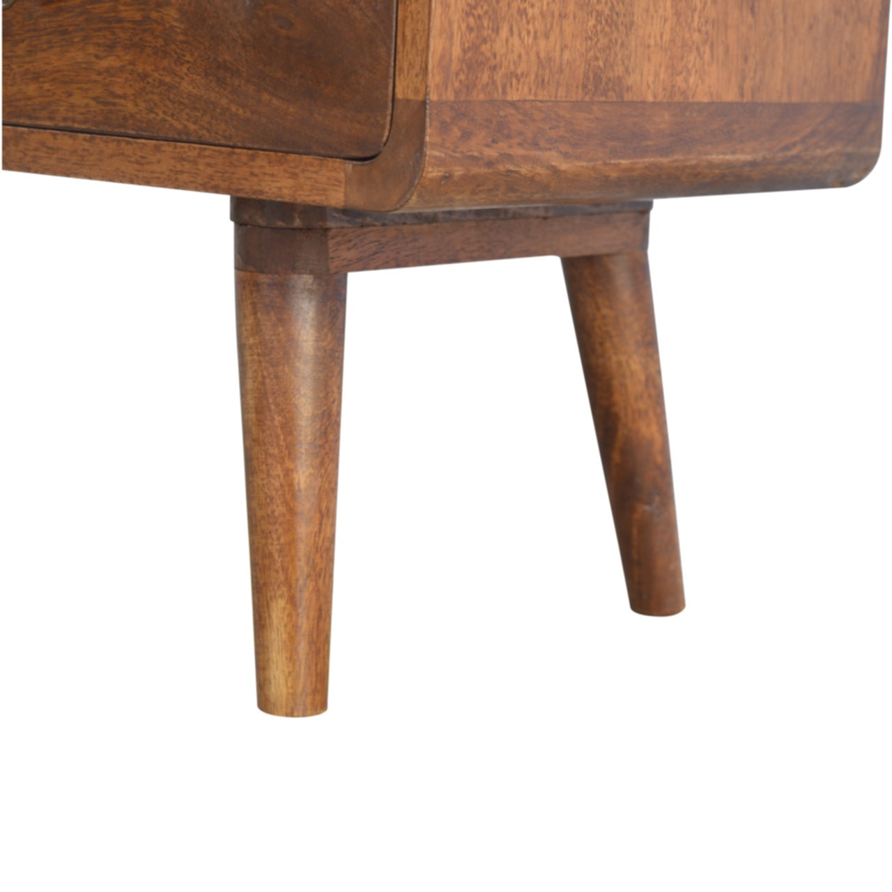 Solid Wood Curved Chestnut TV Stand with 2 Drawers