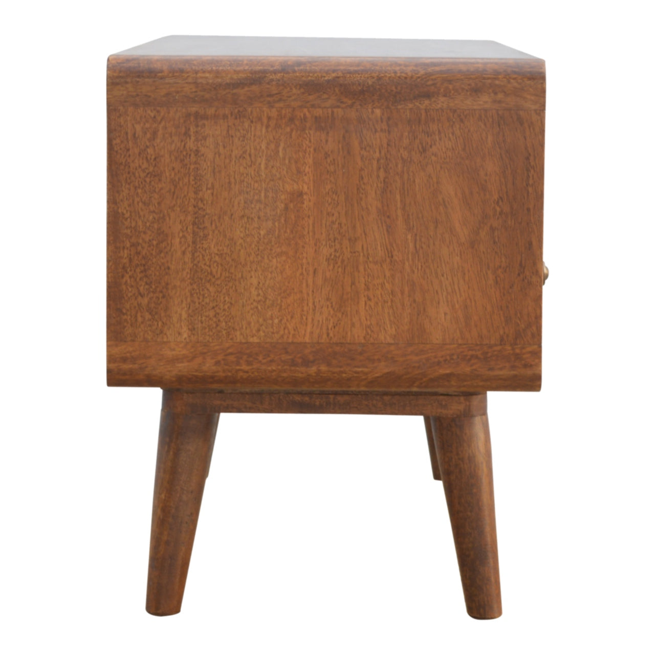 Solid Wood Curved Chestnut TV Stand with 2 Drawers
