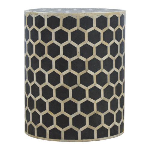Solid Wood Bone Inlay Occasional Stool