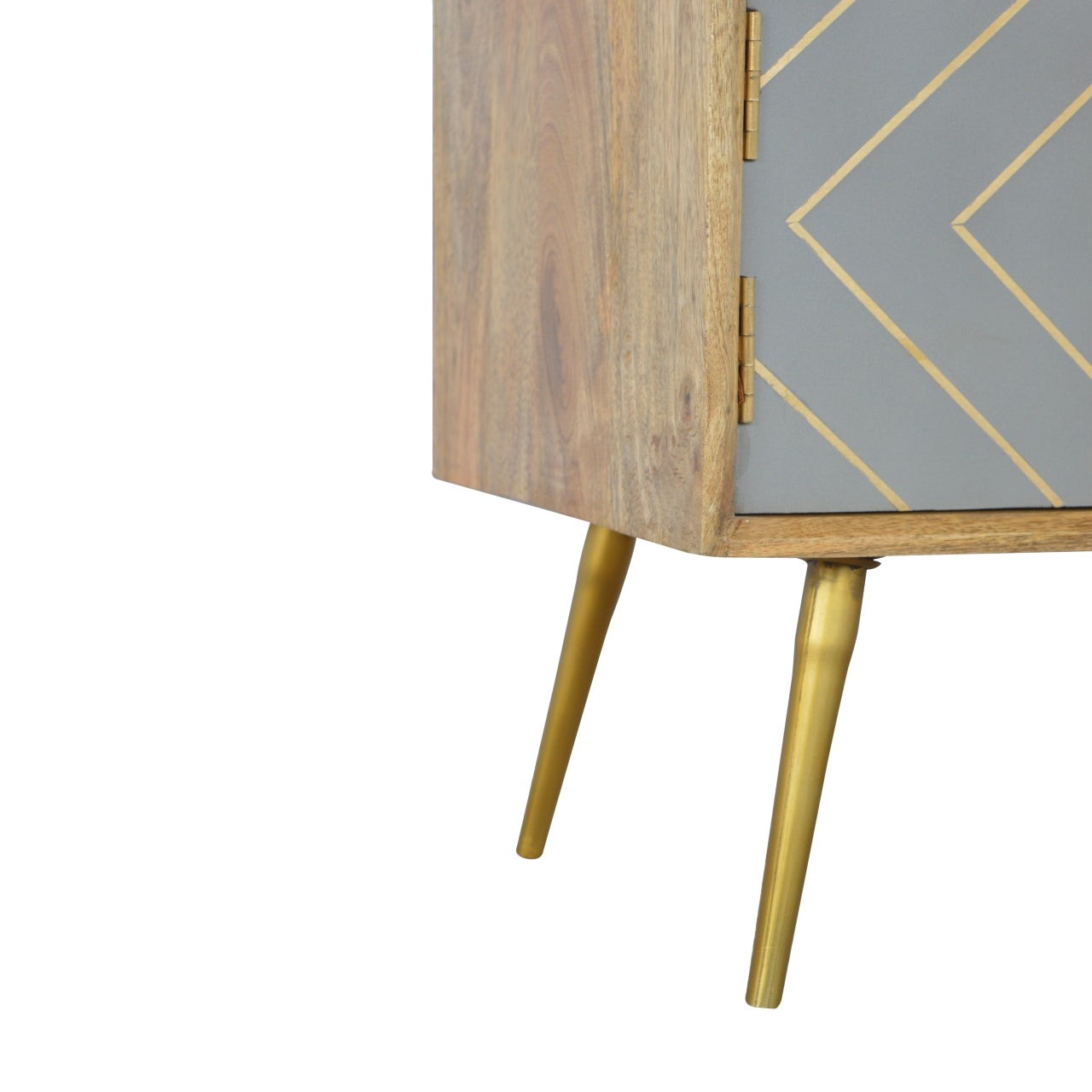 Solid Wood Sleek Cement Brass Inlay TV Stand