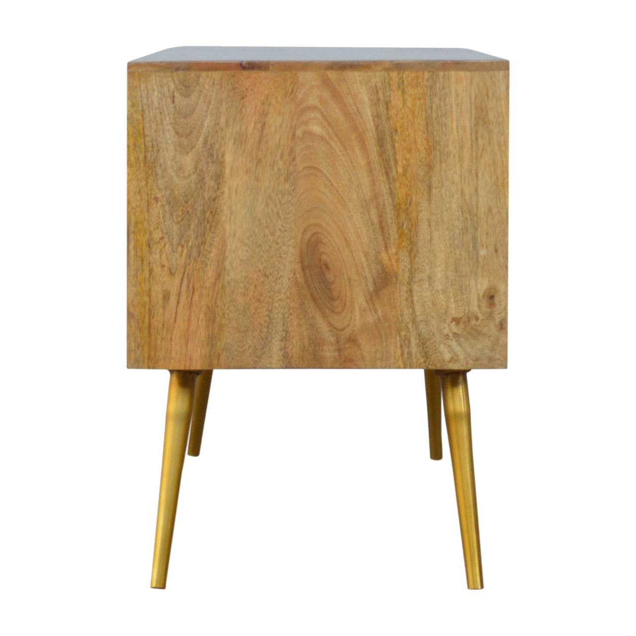 Solid Wood Sleek Cement Brass Inlay TV Stand
