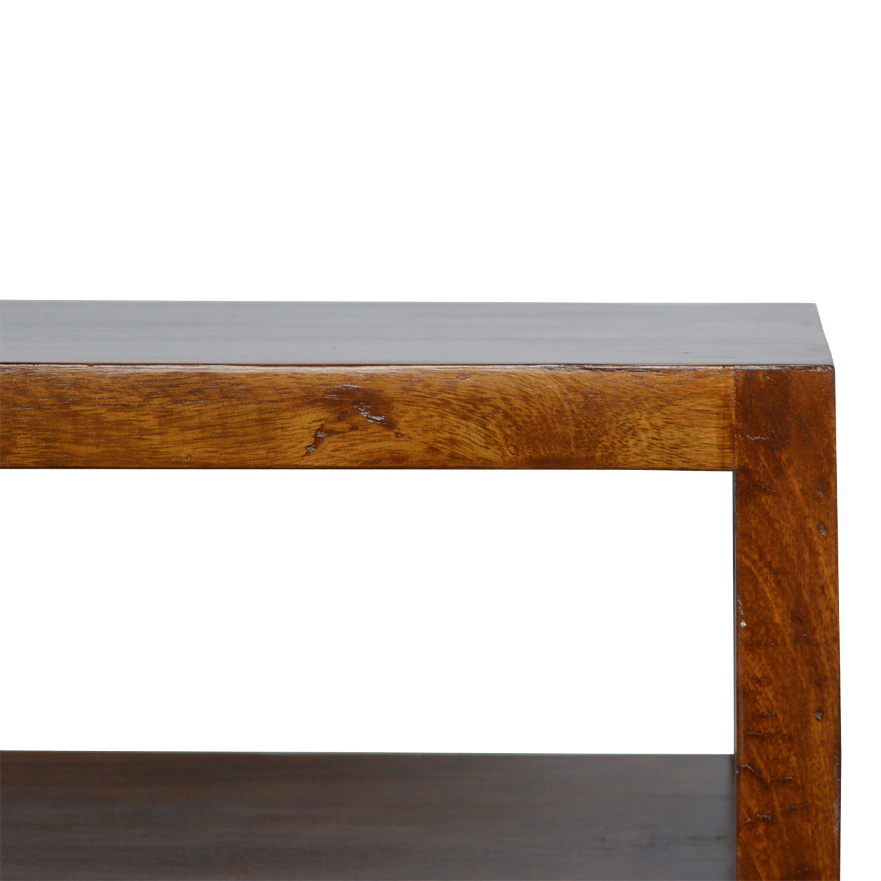 Solid Wood Chestnut TV Stand with Gold Bar