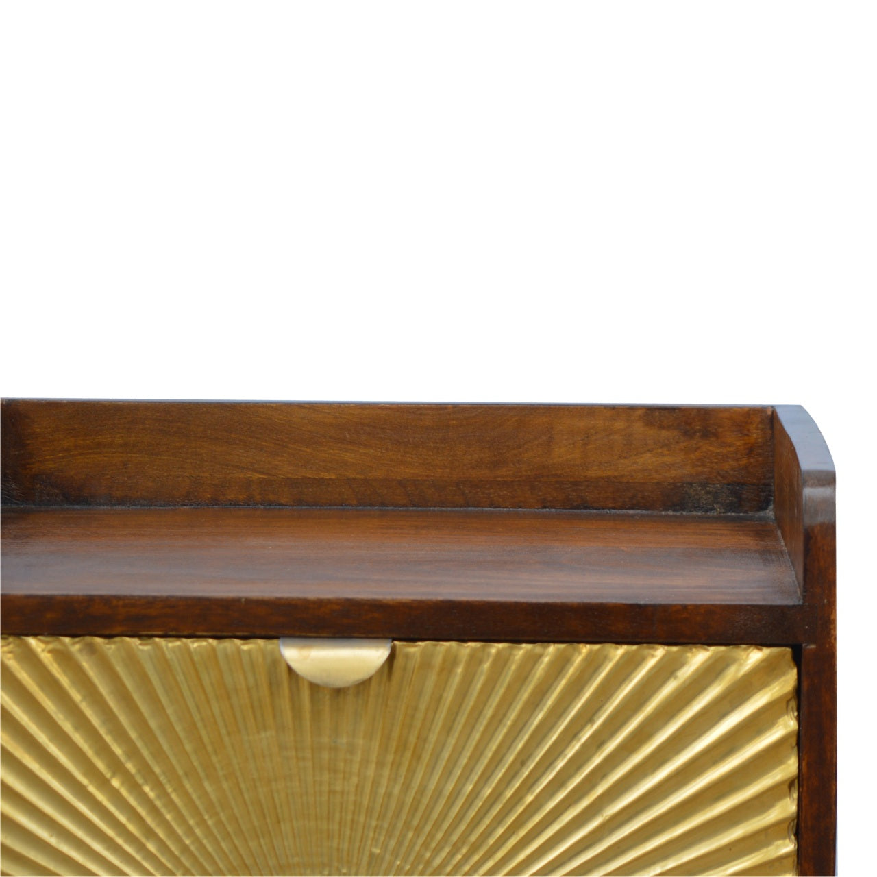 Solid Wood 1 Drawer Gold Front Chestnut Bedside