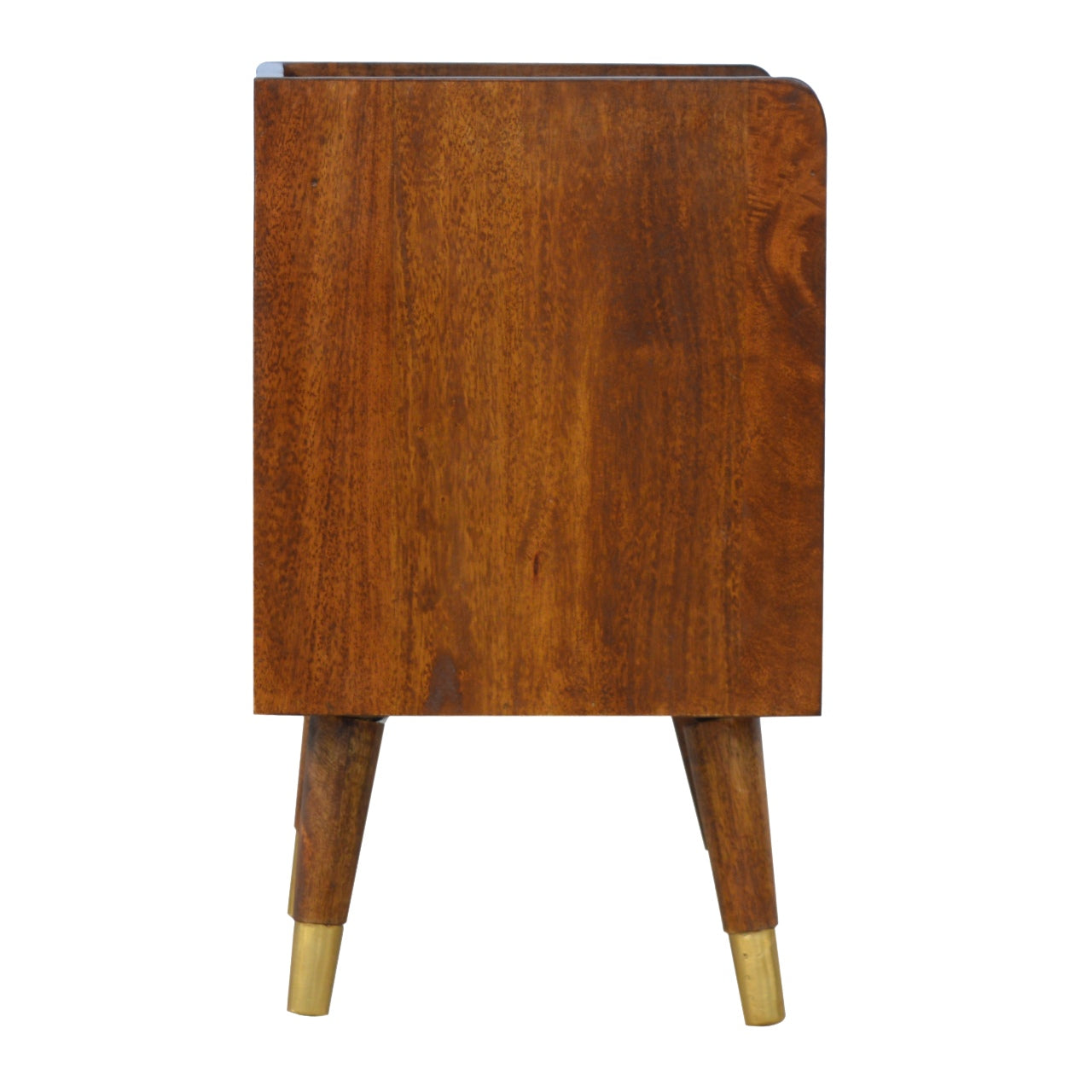 Solid Wood 1 Drawer Gold Front Chestnut Bedside