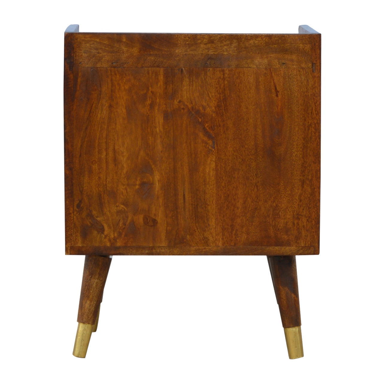 Solid Wood 1 Drawer Gold Front Chestnut Bedside