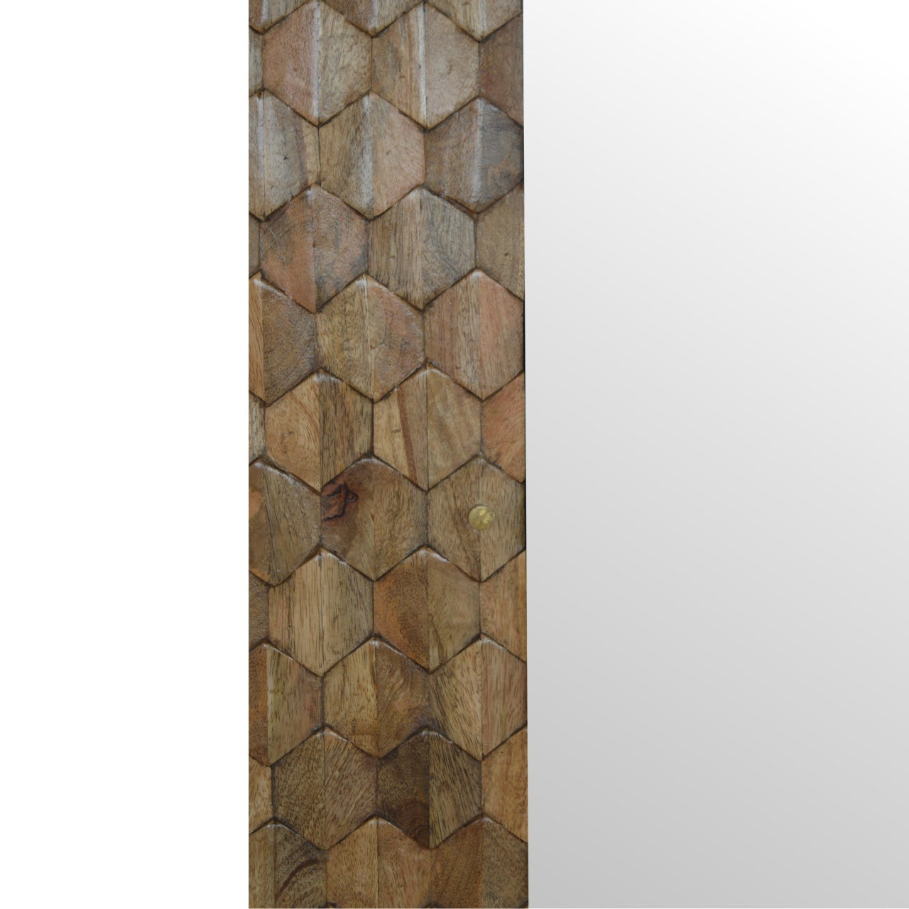 Solid Wood Pineapple Carved Sliding Wall Mirror Cabinet