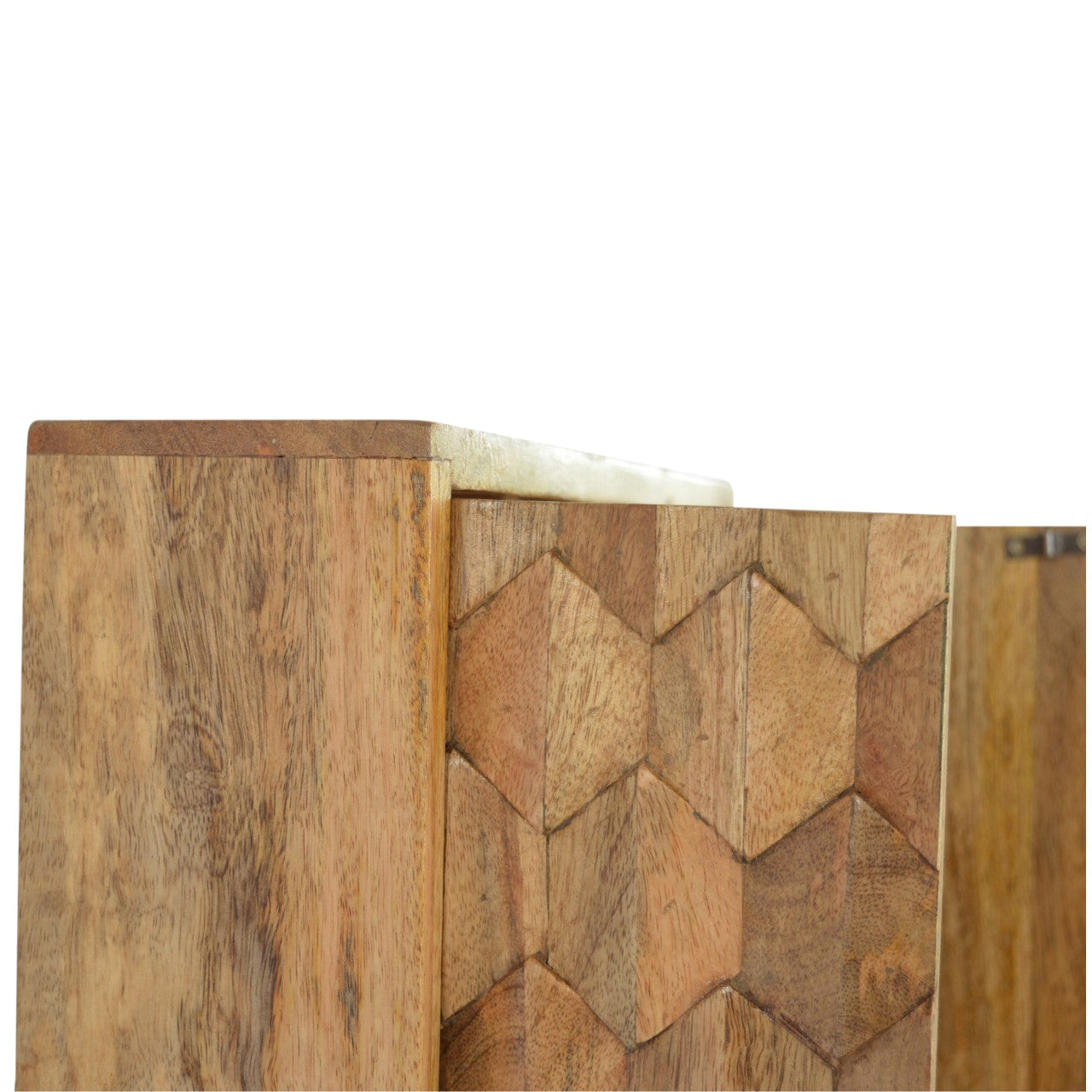 Solid Wood Pineapple Carved Sliding Wall Mirror Cabinet
