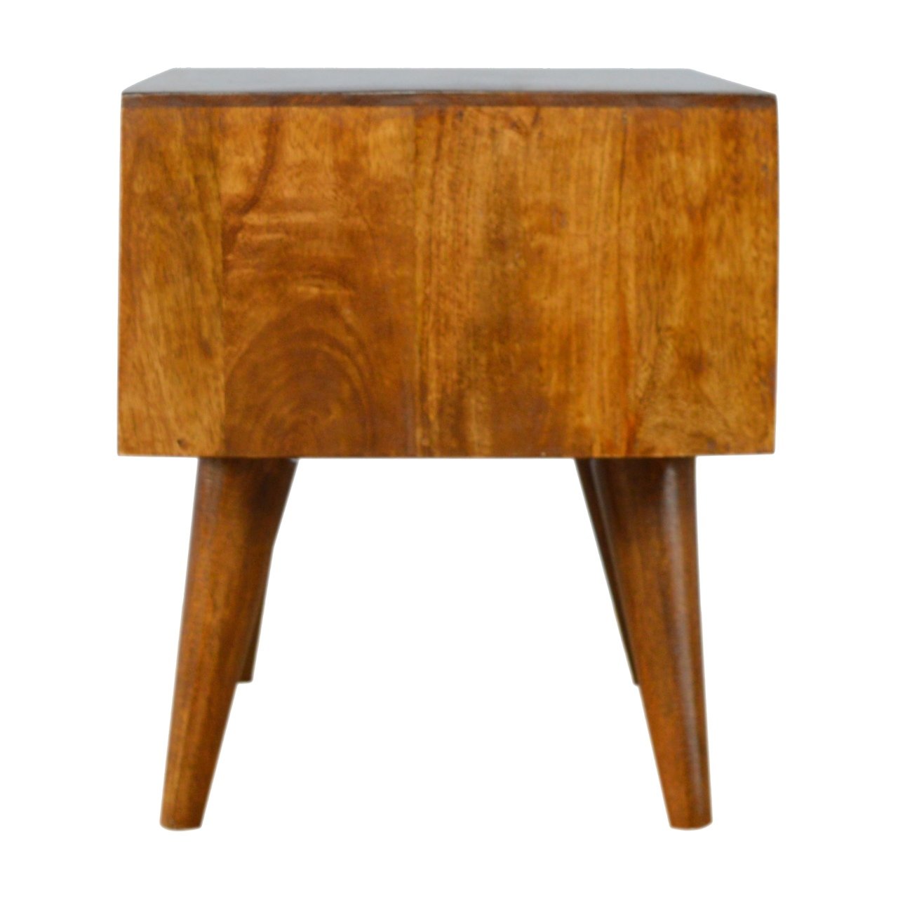 Solid Wood Brass Inlay Coffee Table with Sliding Door