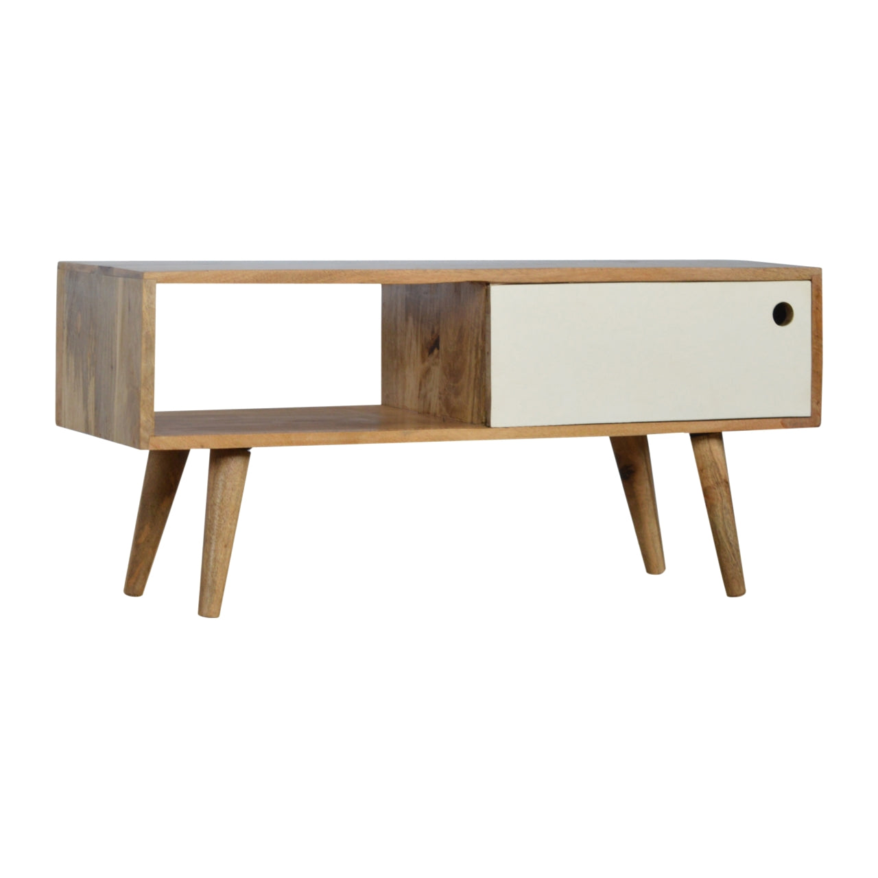 Solid Wood White Painted Sliding Door TV Stand