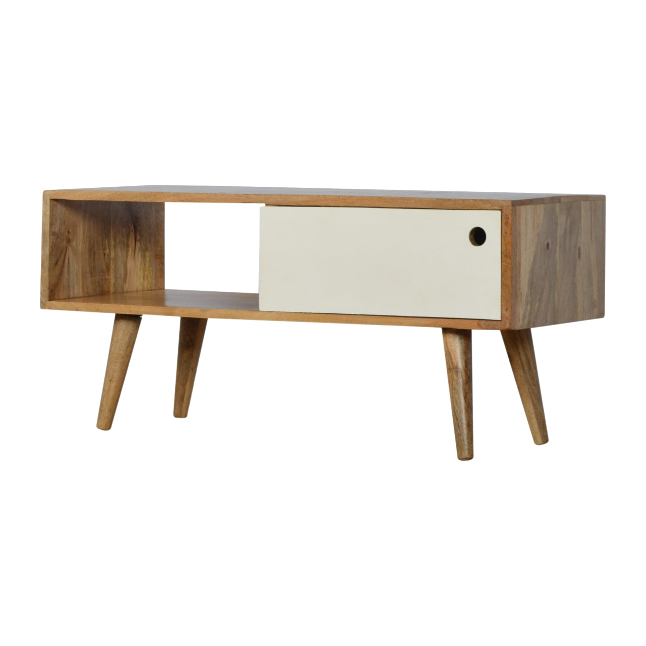 Solid Wood White Painted Sliding Door TV Stand