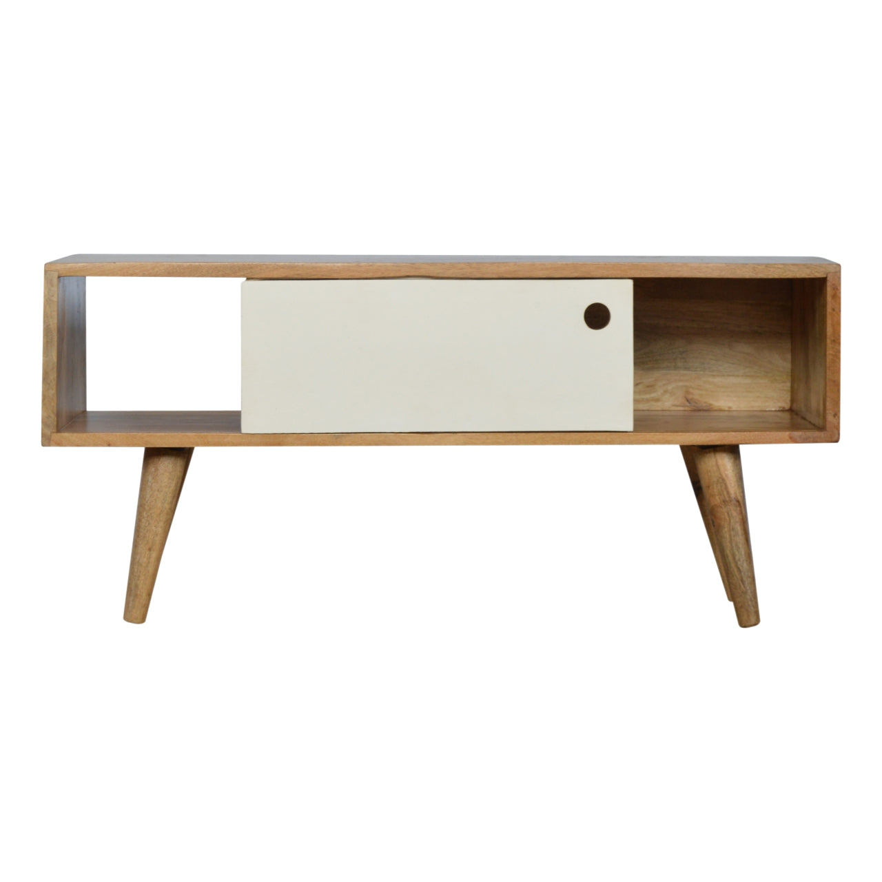 Solid Wood White Painted Sliding Door TV Stand
