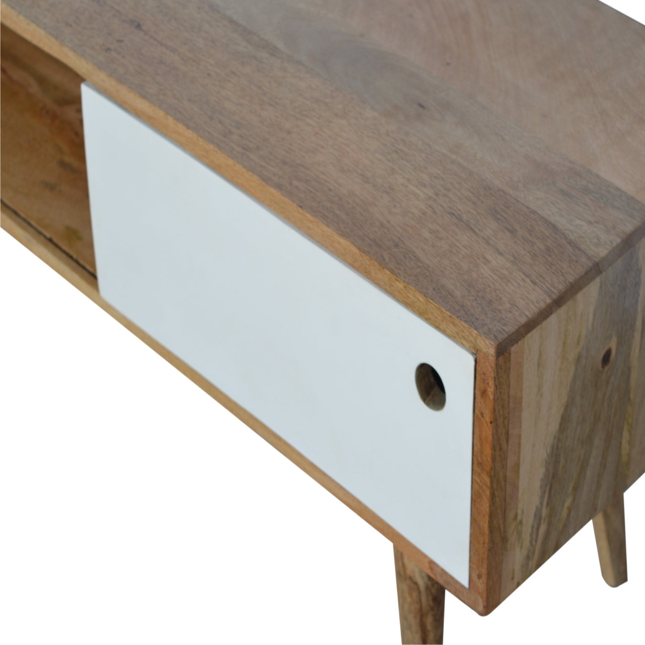 Solid Wood White Painted Sliding Door TV Stand