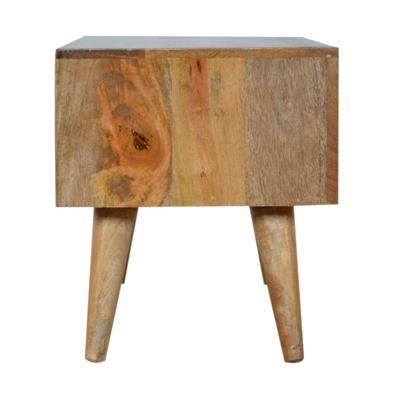 Solid Wood White Geo Sliding Door TV Stand