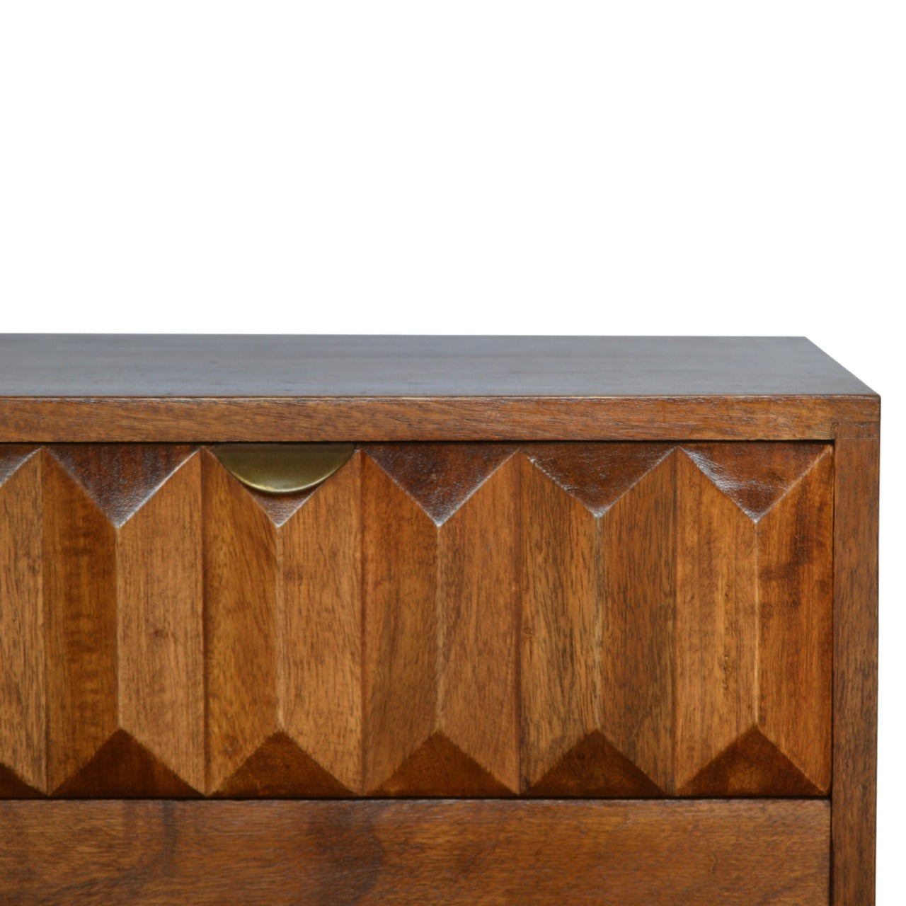 Solid Wood Bedside with Carved Drawer Front