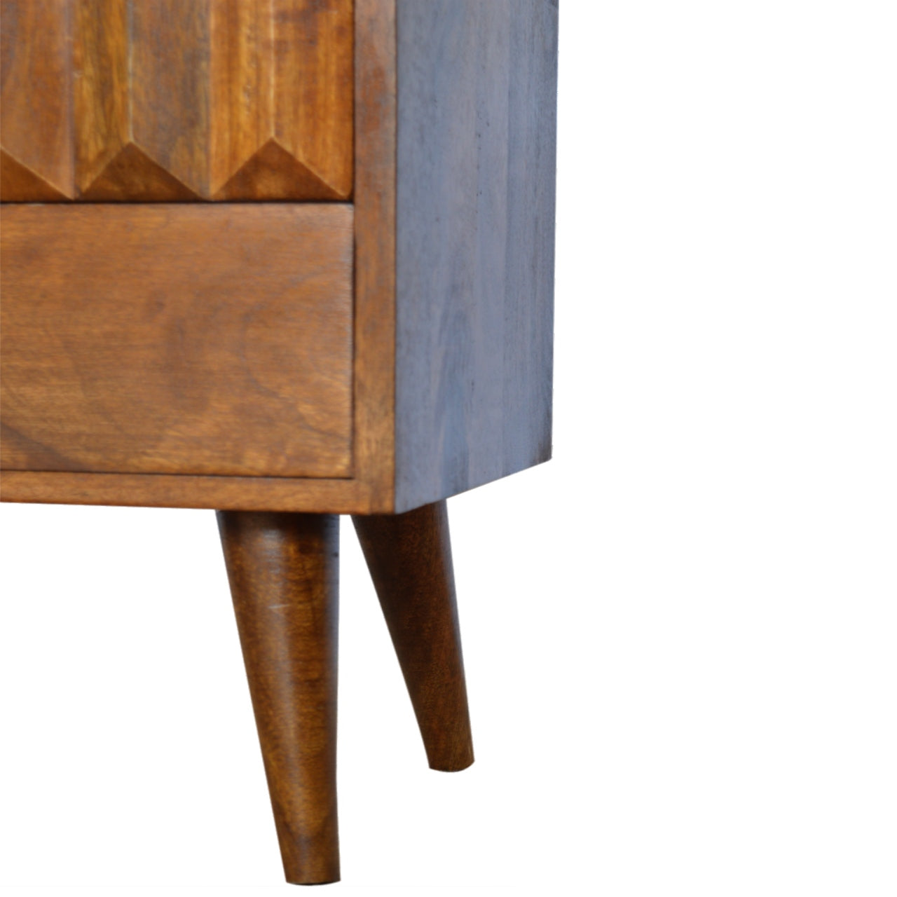 Solid Wood Bedside with Carved Drawer Front