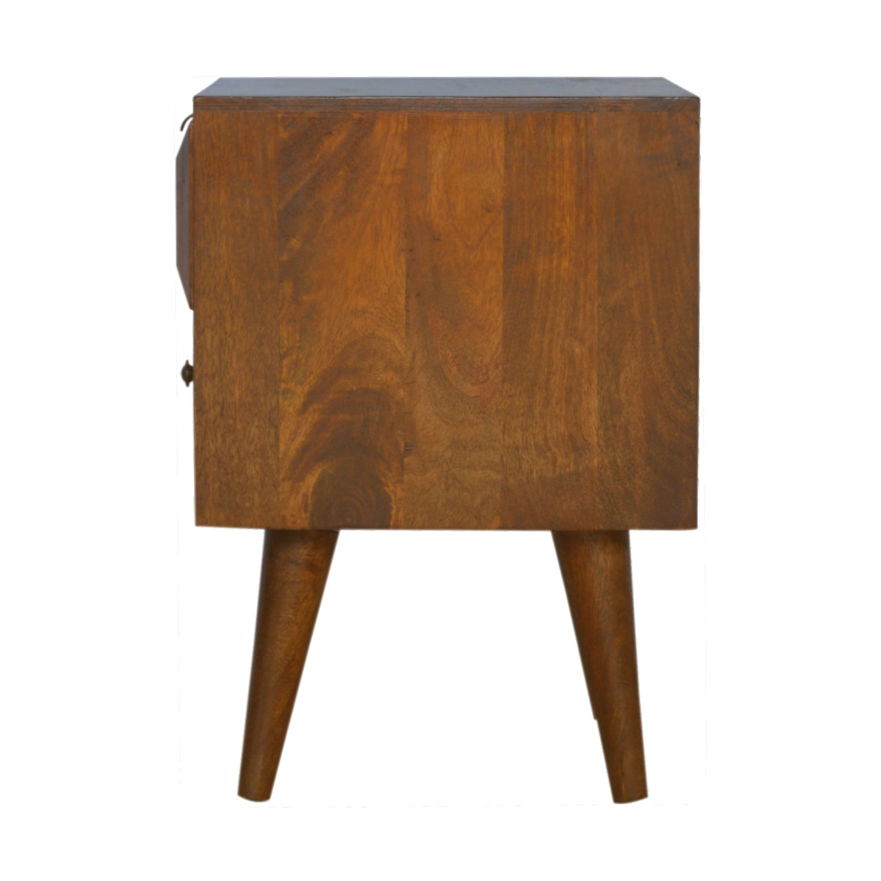 Solid Wood Bedside with Carved Drawer Front