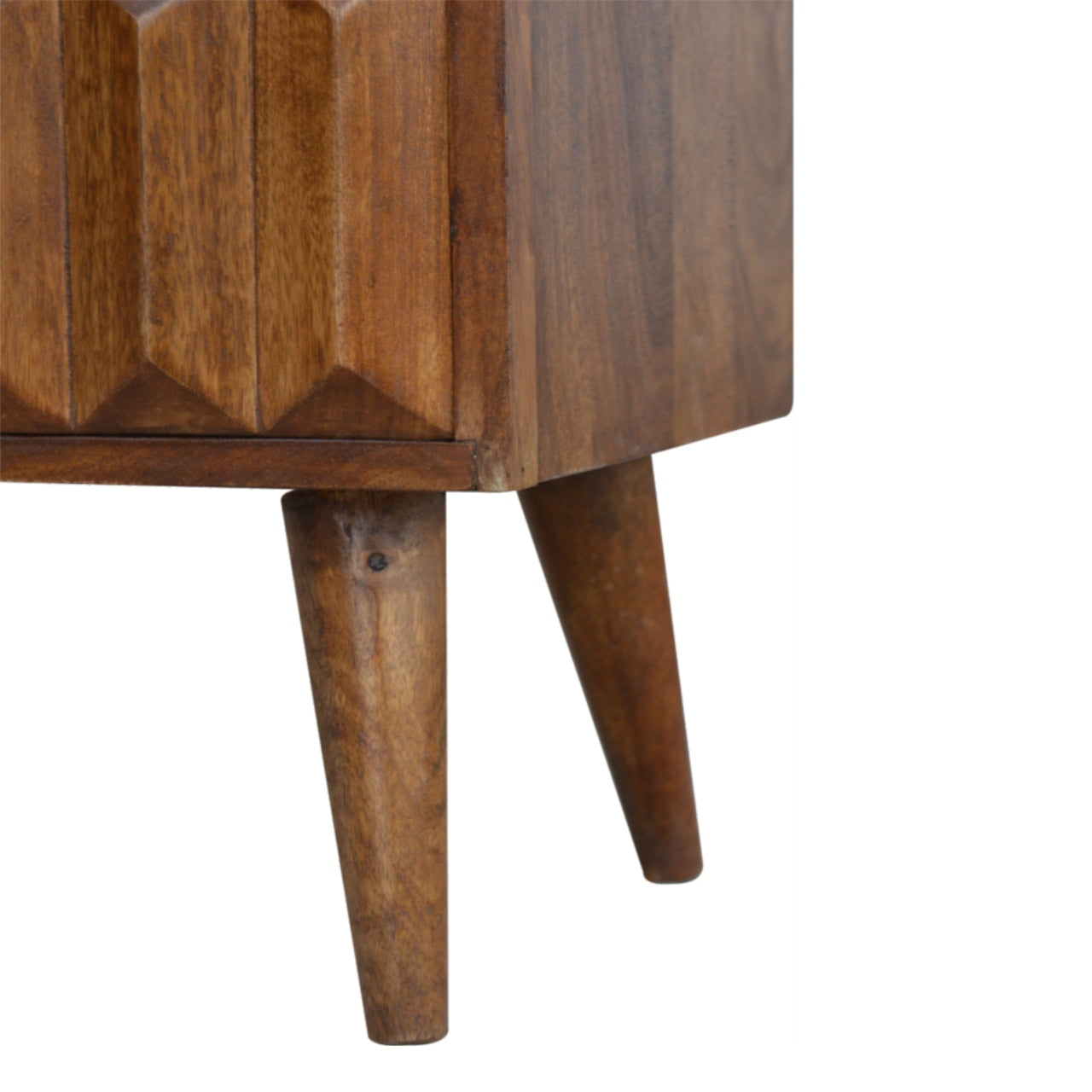 Solid Wood Chestnut Coffee Table with Carved Drawer Front