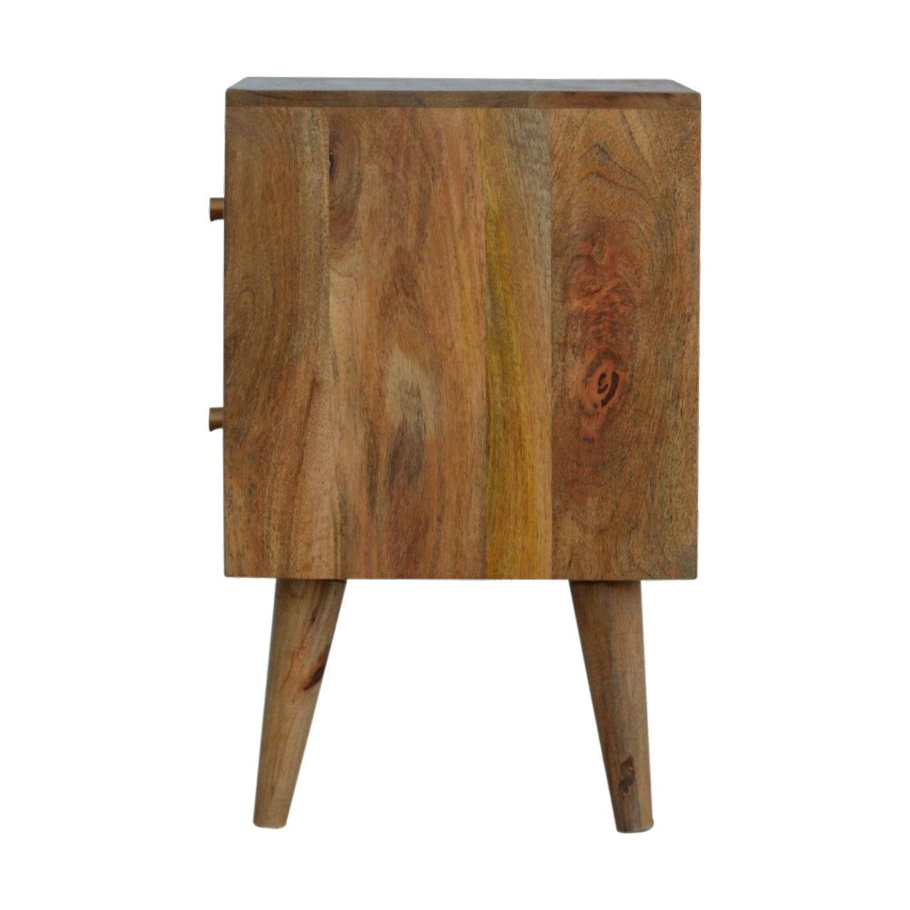 Solid Wood Cube Carved Bedside with 2 Drawers