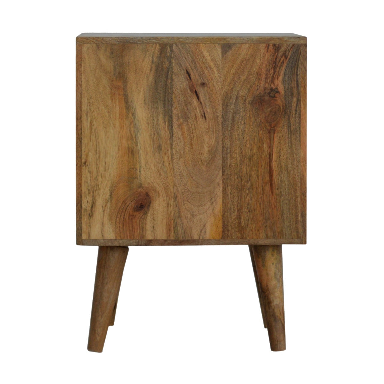 Solid Wood Cube Carved Bedside with 2 Drawers