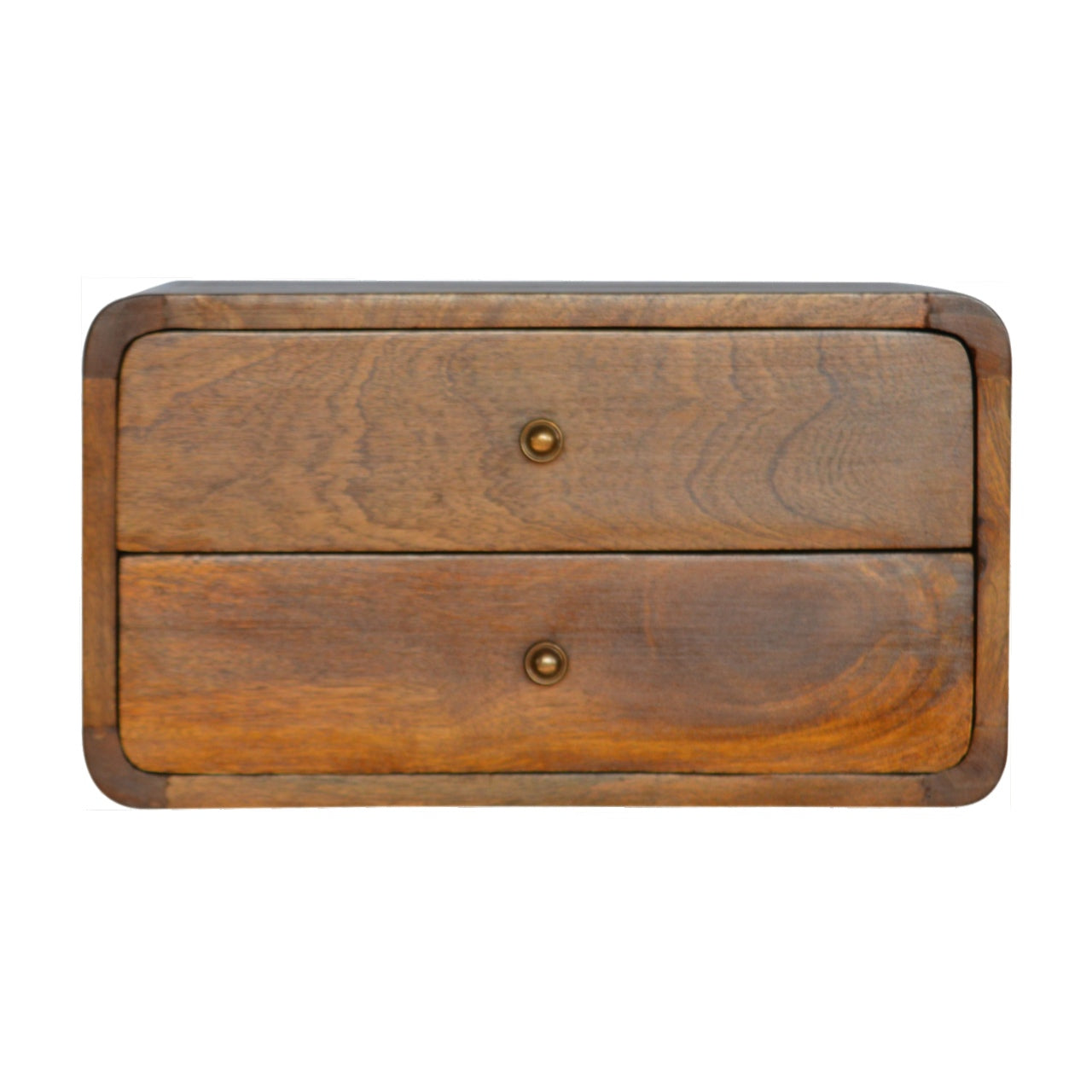 Solid Wood Curved Chestnut Floating Wall Mounted Bedside